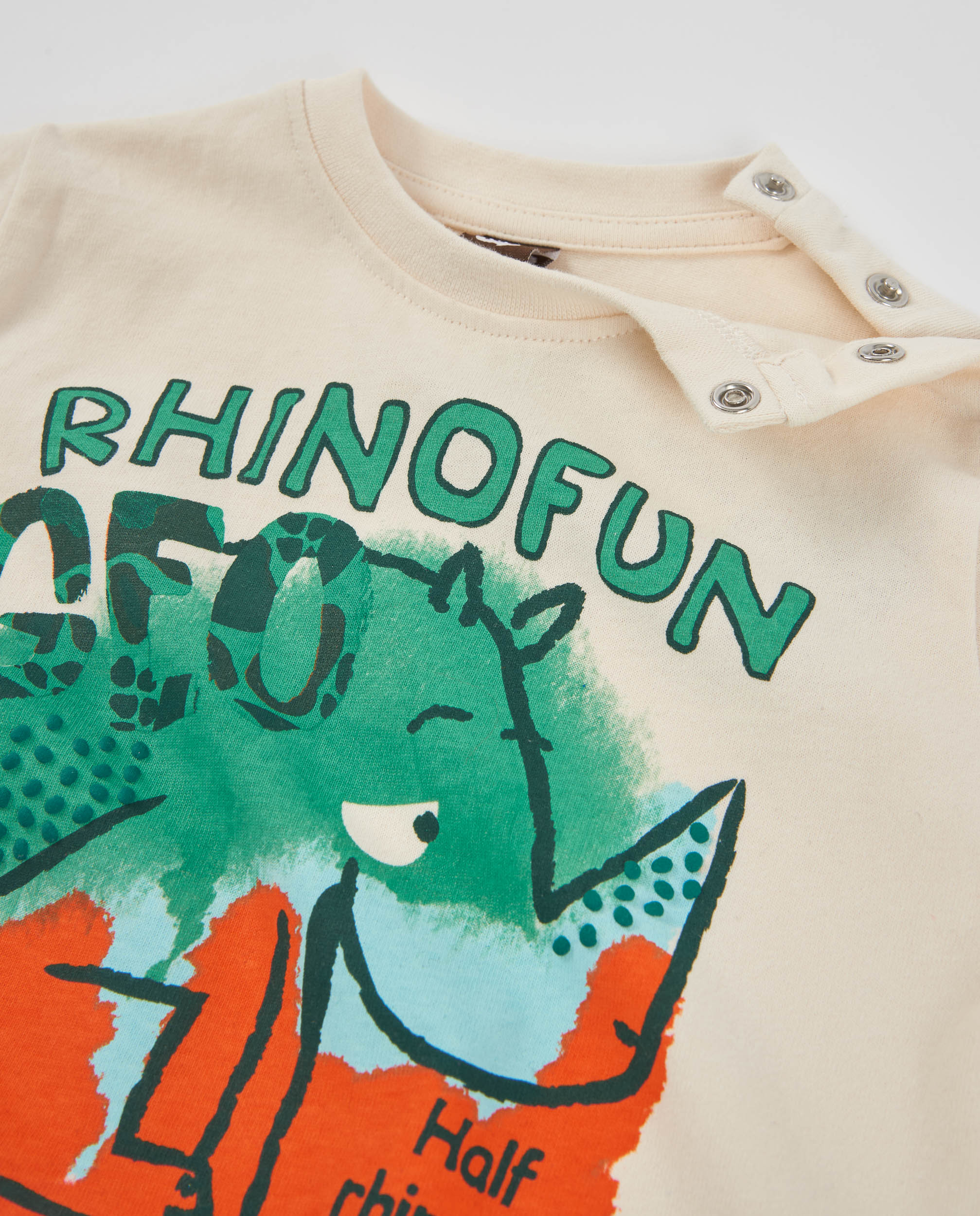 Camiseta de niño de punto con print de rinoceronte y tacto suave - Tuc tuc - Crudo Crudo-3