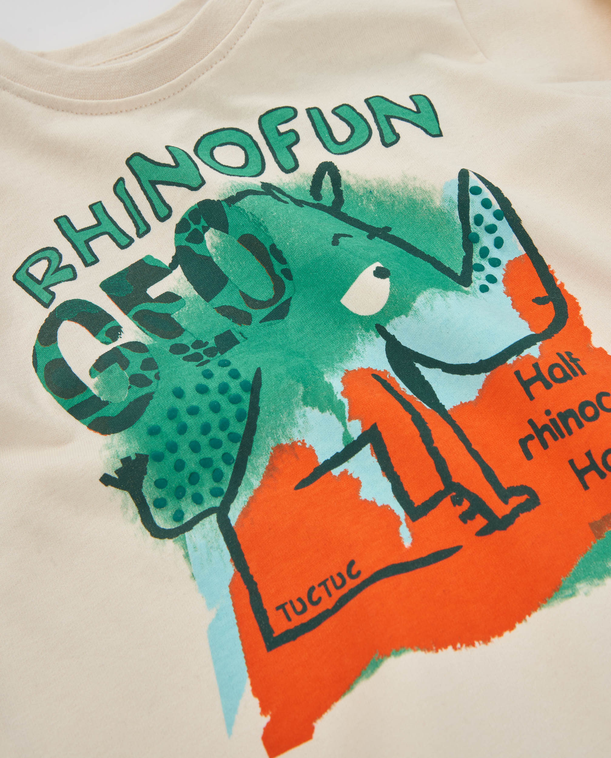 Camiseta de niño de punto con print de rinoceronte y tacto suave - Tuc tuc - Crudo Crudo-2