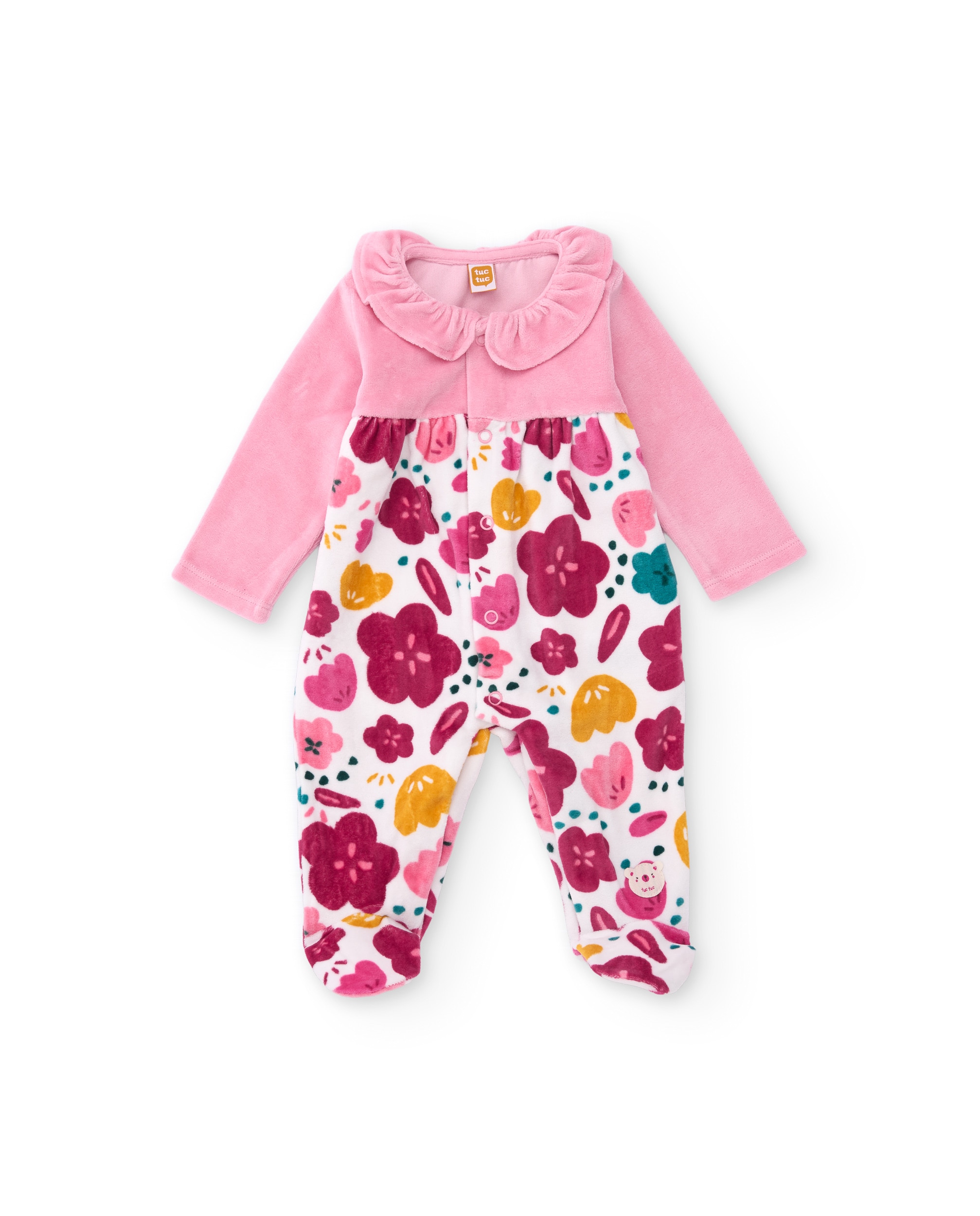 Imagen 0 de Pelele de punto de bebé con estampado floral Rosa