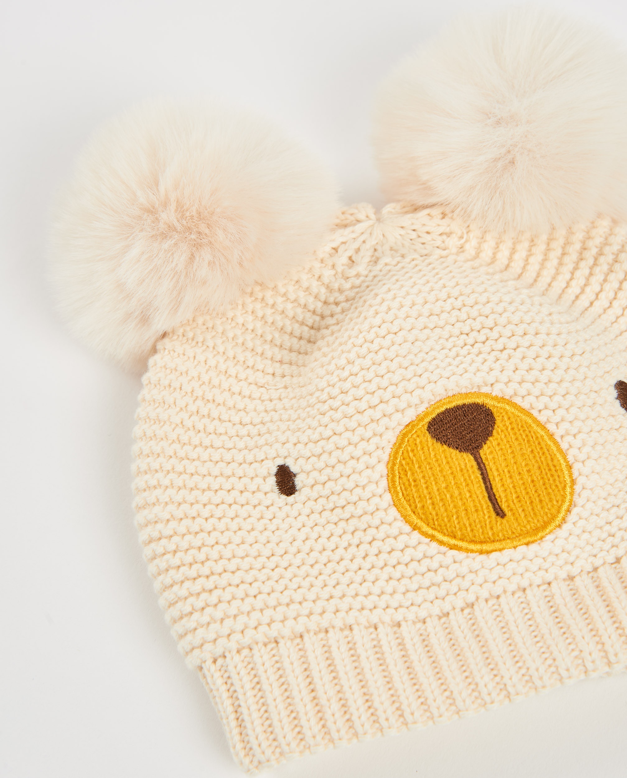 Gorro de bebé en tricot con pompones - Tuc tuc - Beige Beige-2