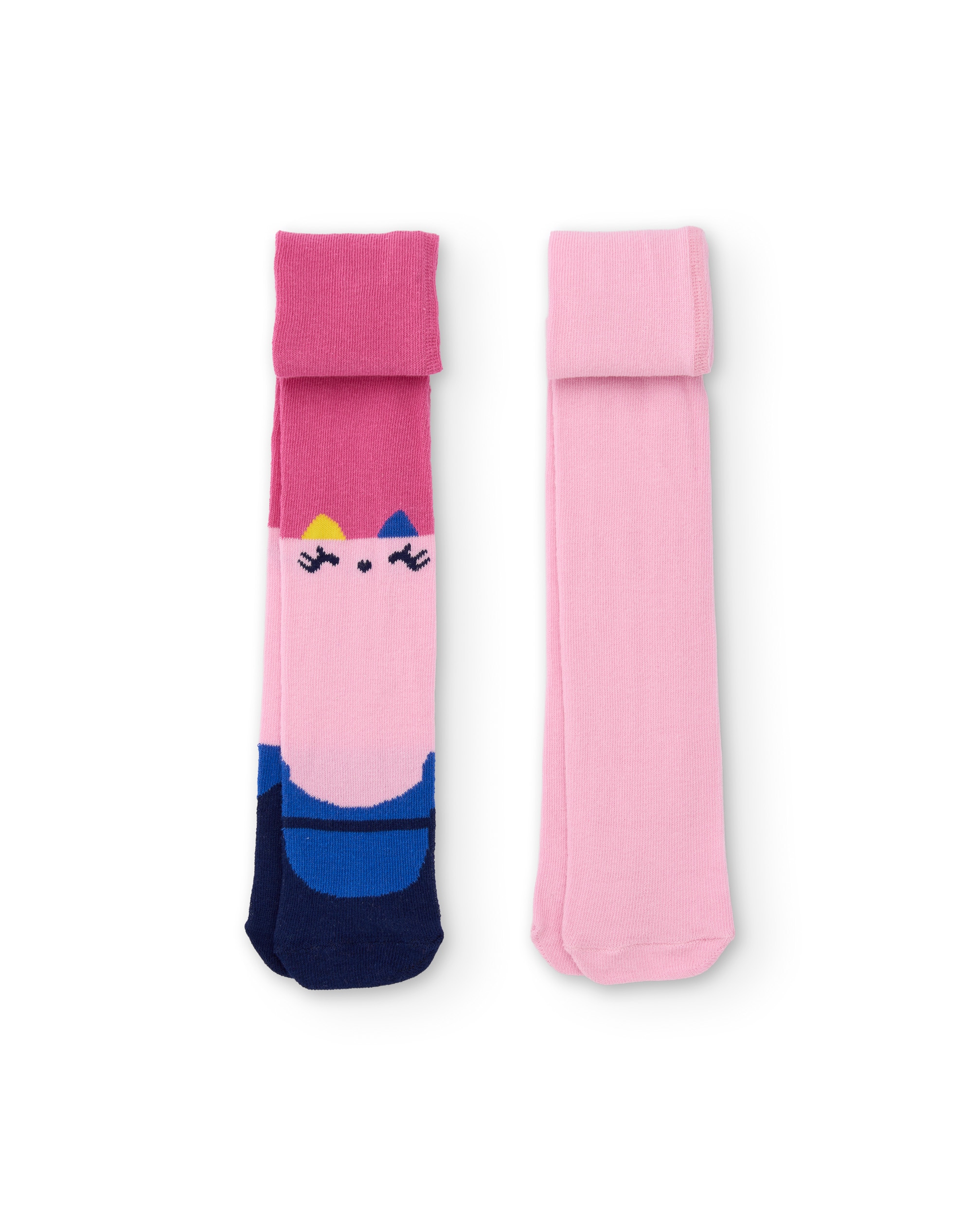 Leotardos de niña de punto con detalle de gatito - Tuc tuc - Rosa Rosa-1