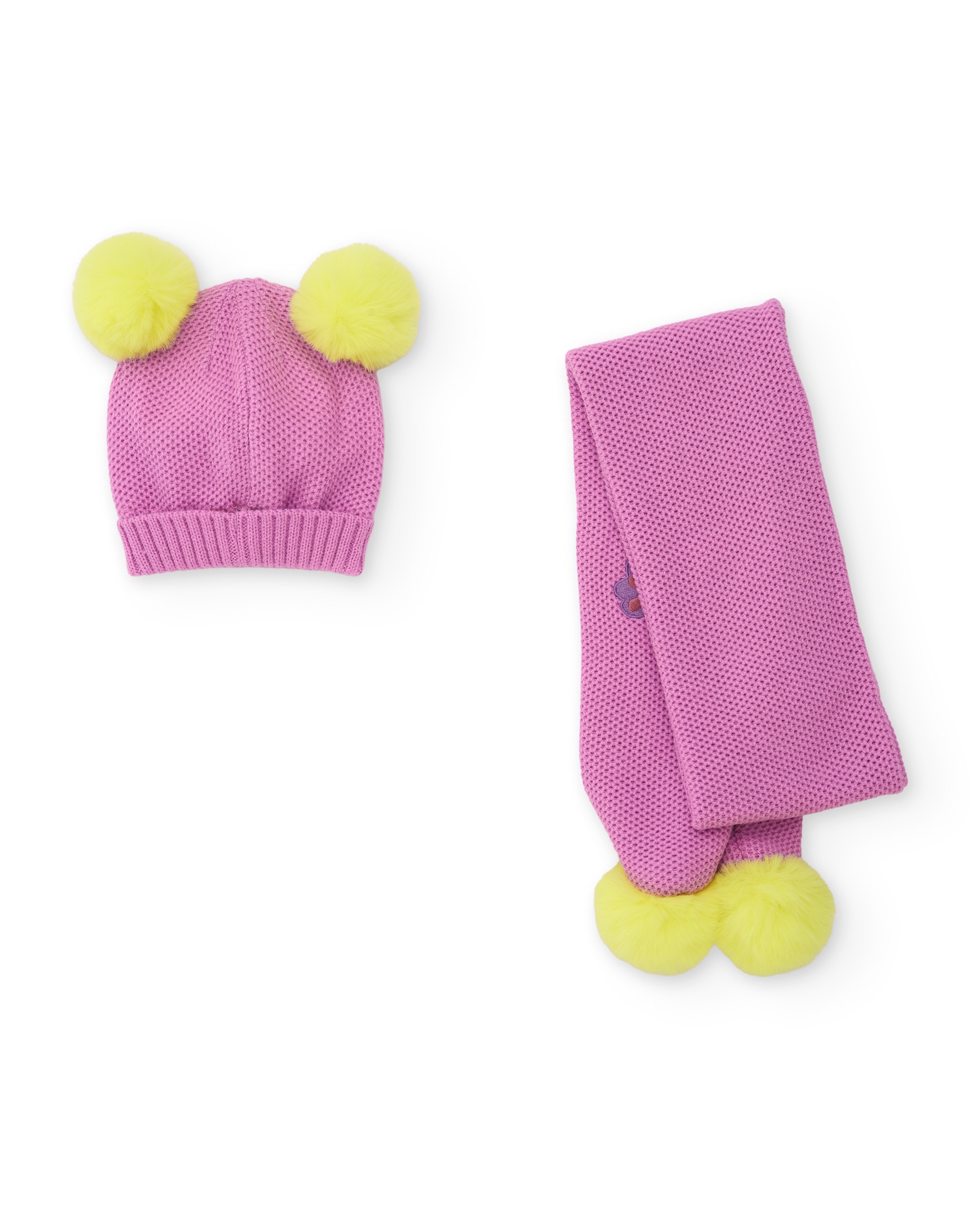 Set de niña de tricot con gorro y bufanda de mariposas - Tuc tuc - Rosa Rosa-3