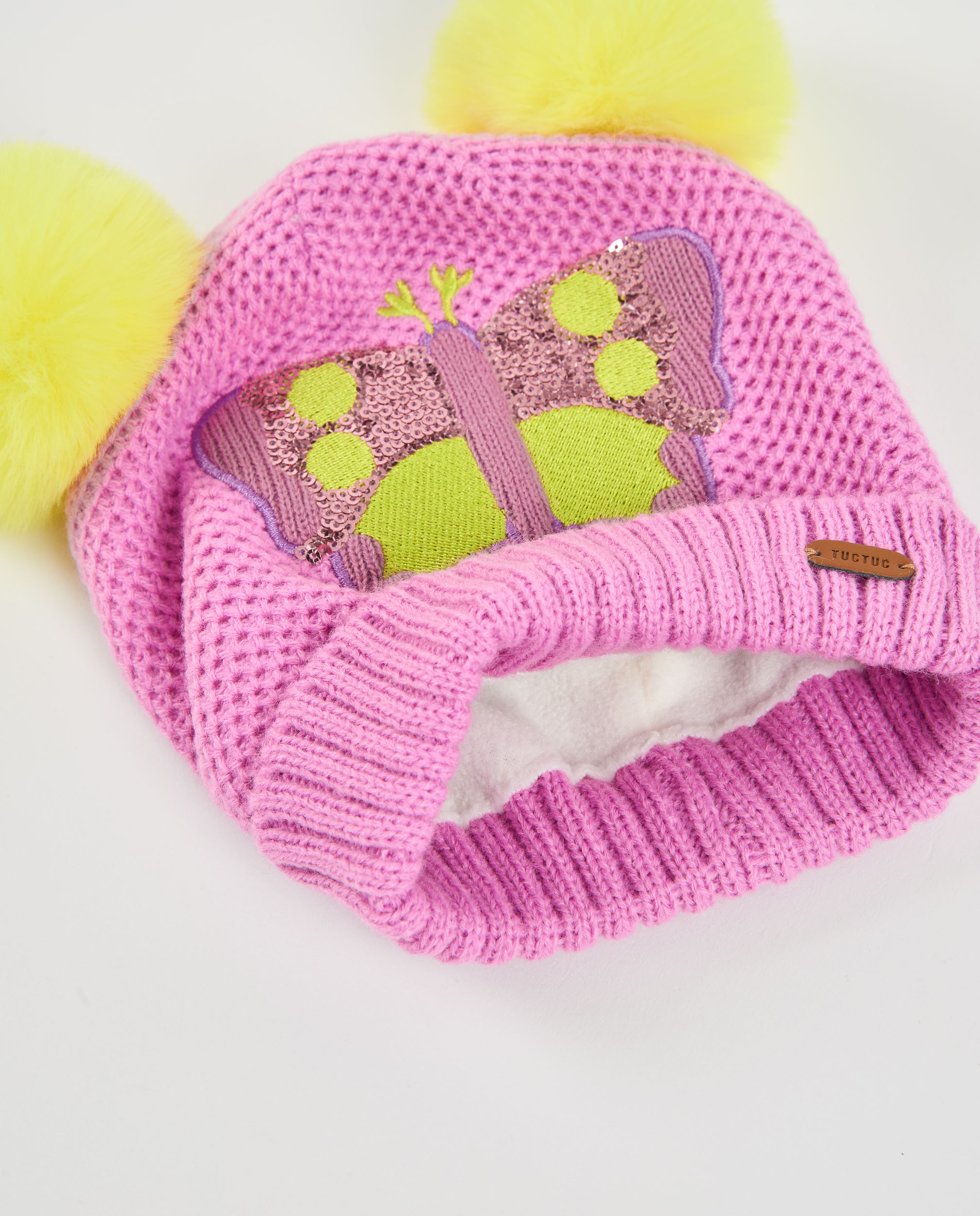 Set de niña de tricot con gorro y bufanda de mariposas - Tuc tuc - Rosa Rosa-2