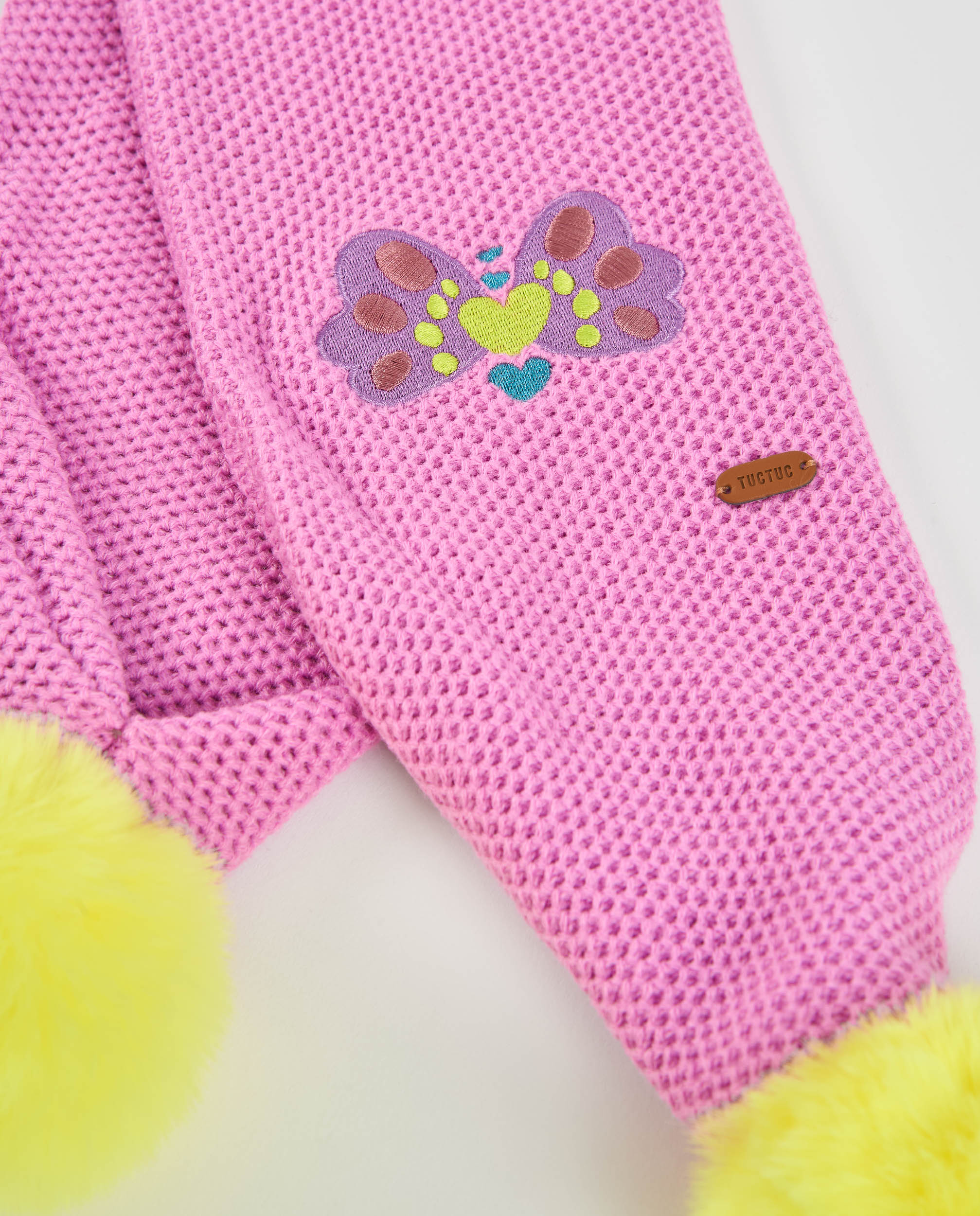 Set de niña de tricot con gorro y bufanda de mariposas - Tuc tuc - Rosa Rosa-4
