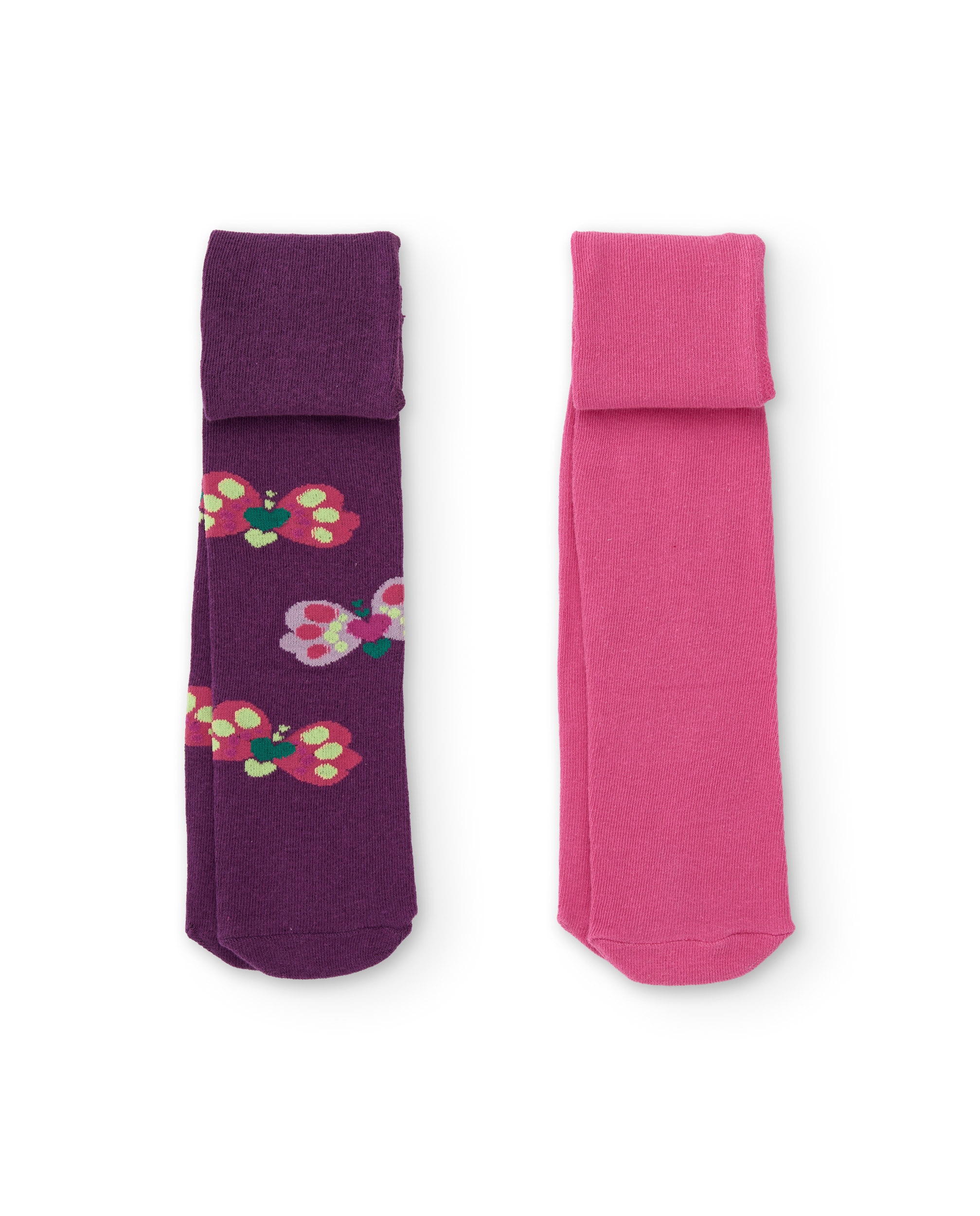 Leotardos de niña de tricot con diseño de mariposas y cintura elástica - Tuc tuc - Rosa Rosa-1