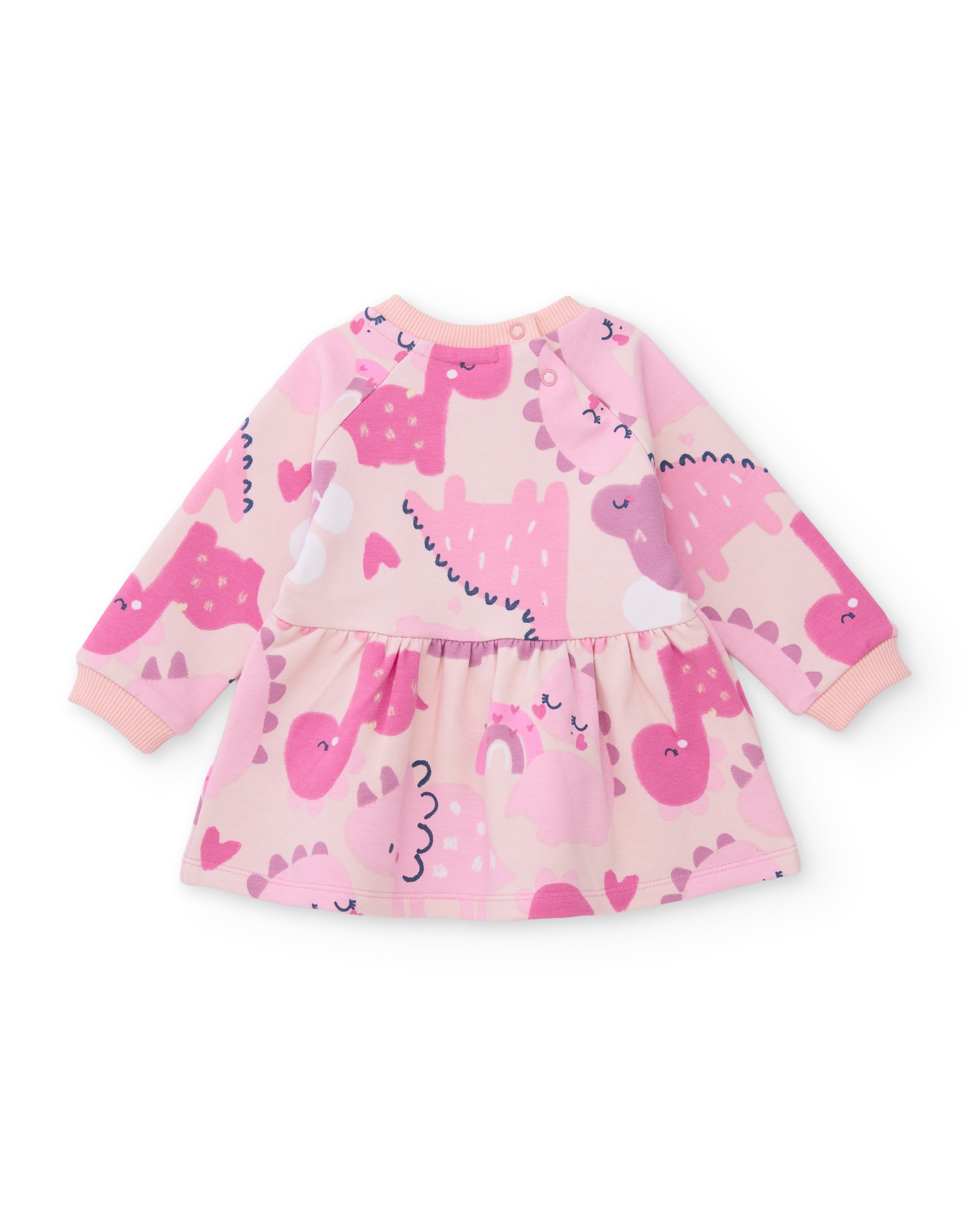 Vestido de felpa de bebé con estampado de dinosaurios - Tuc tuc - Rosa Rosa-3