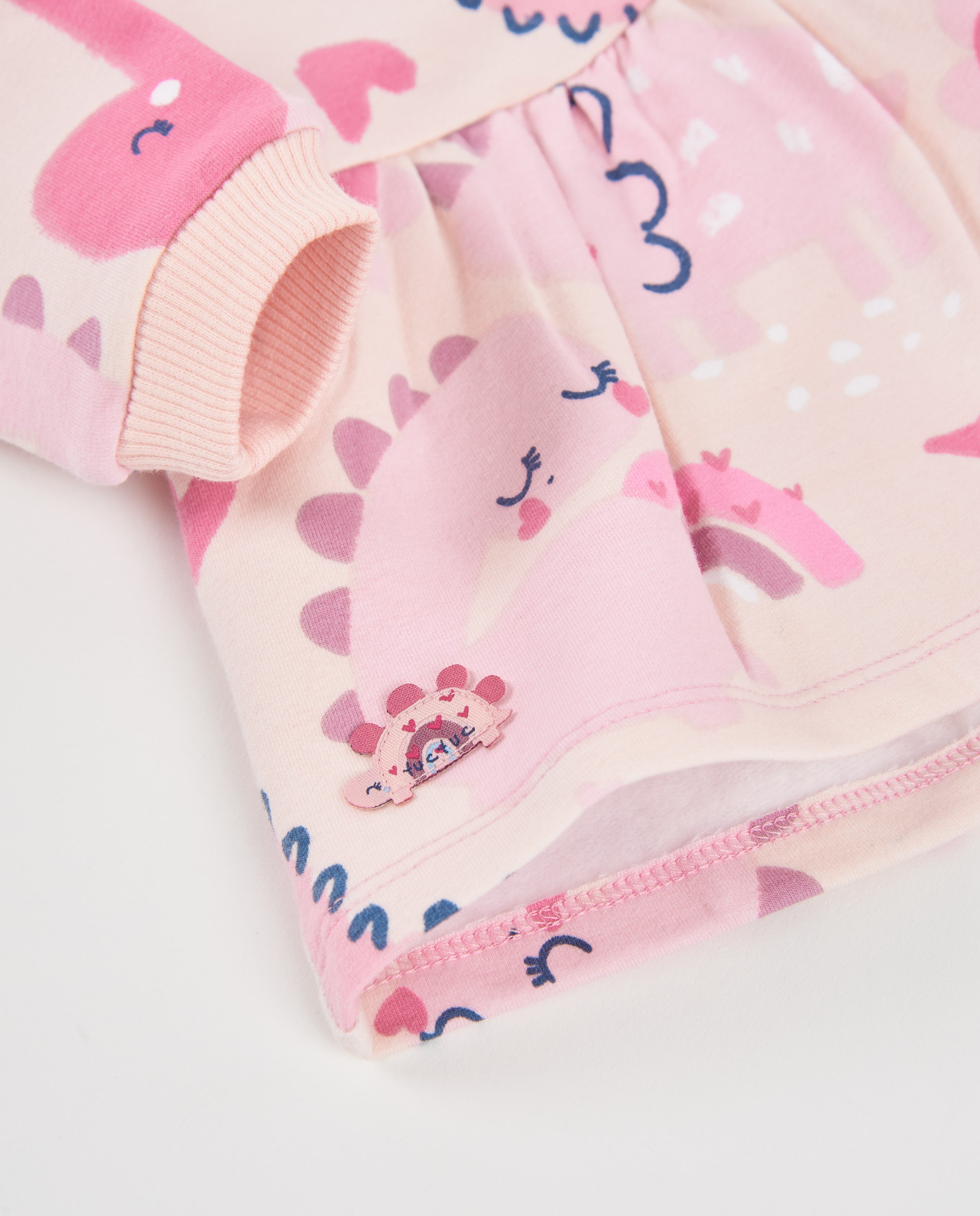 Vestido de felpa de bebé con estampado de dinosaurios - Tuc tuc - Rosa Rosa-4