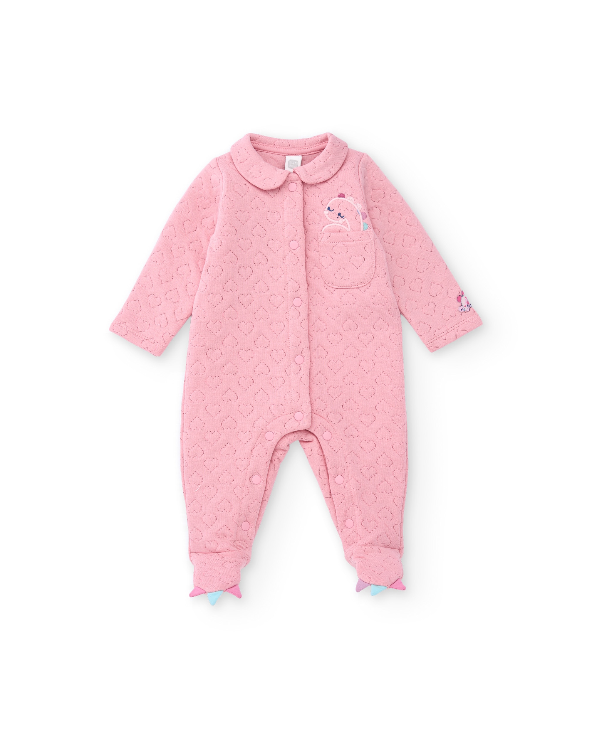 Imagen 0 de Pelele de punto de bebé con corazones en relieve Rosa