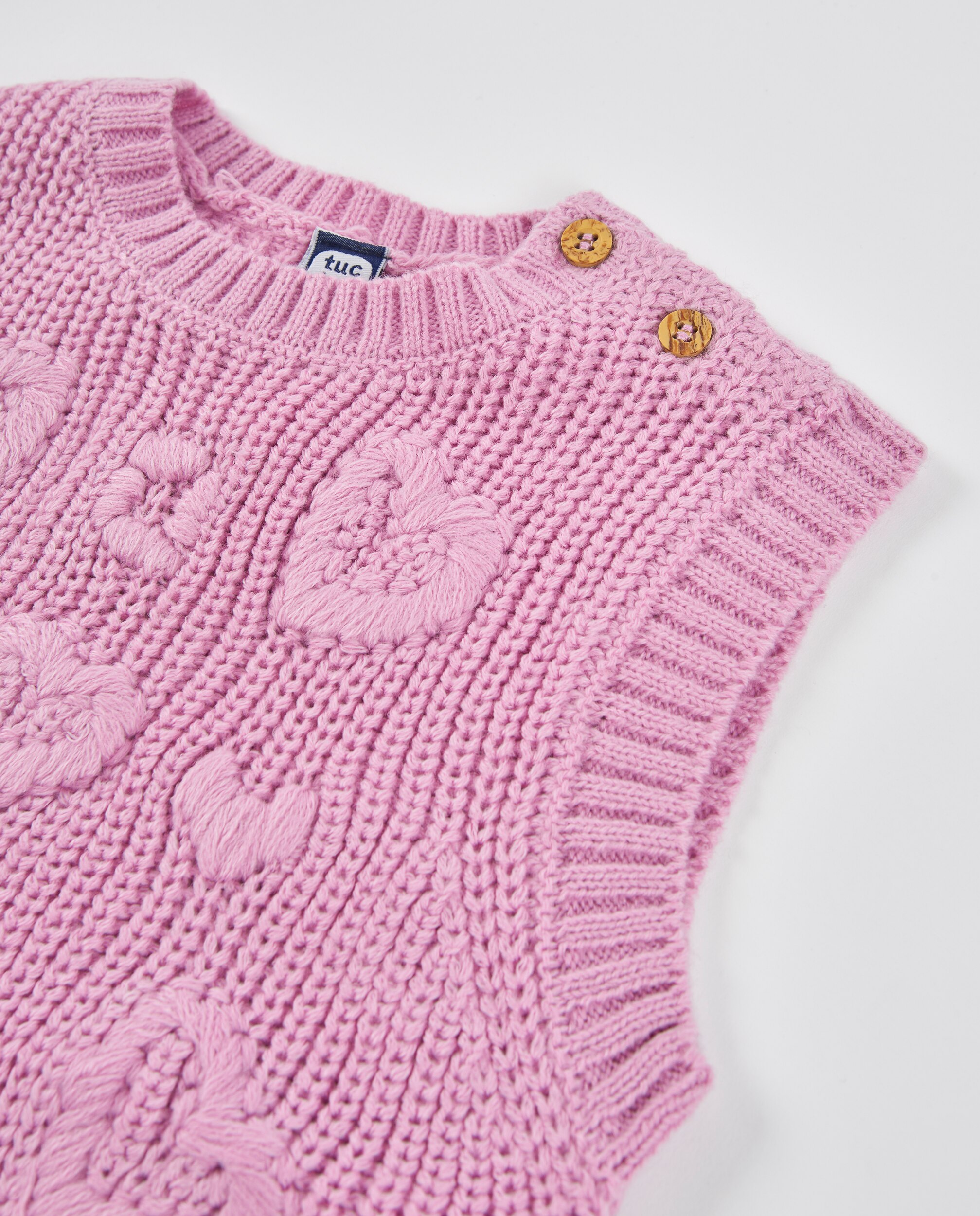 Chaleco de niña de tricot con corazones y tejido cálido - Tuc tuc - Rosa Rosa-4
