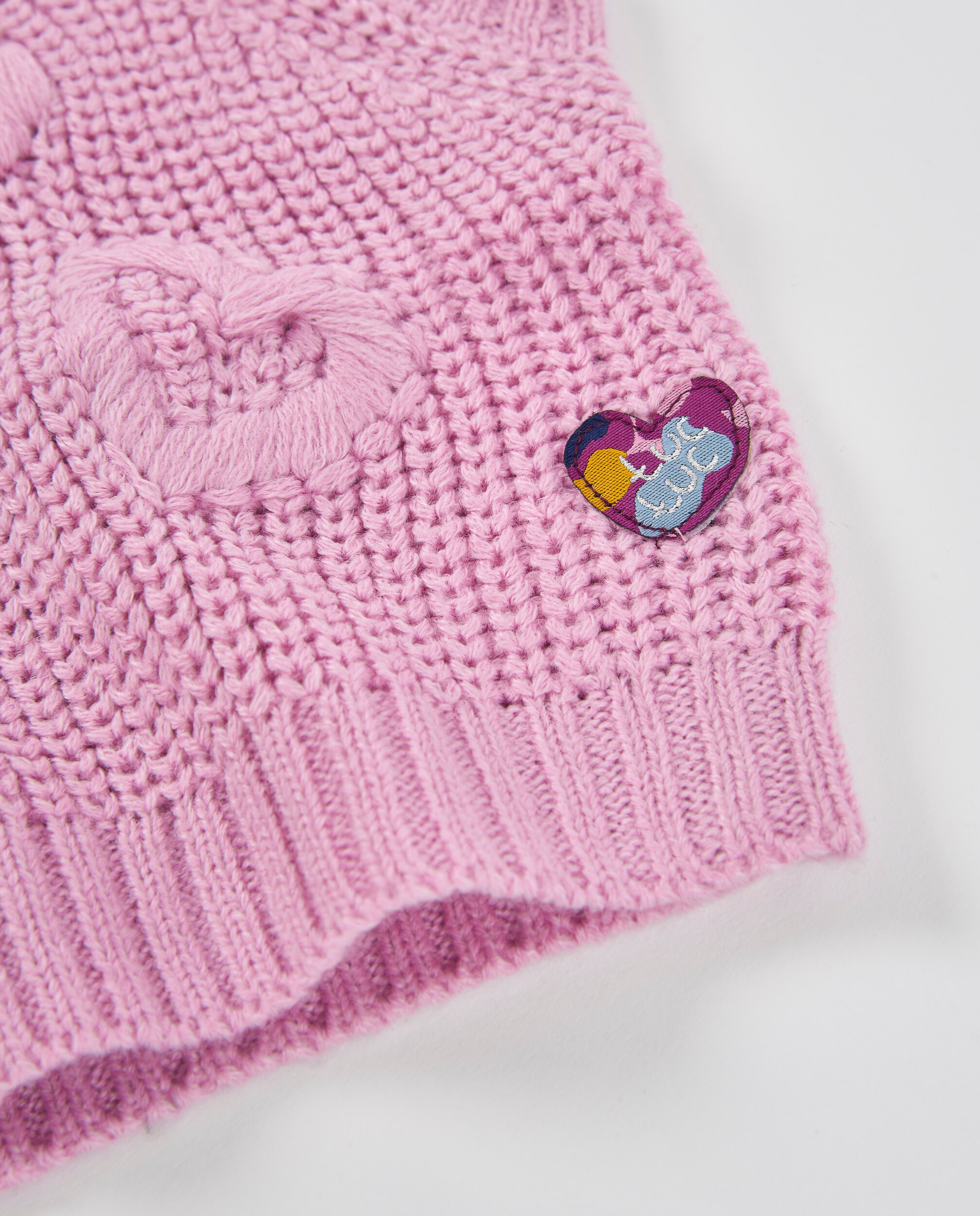 Chaleco de niña de tricot con corazones y tejido cálido - Tuc tuc - Rosa Rosa-5