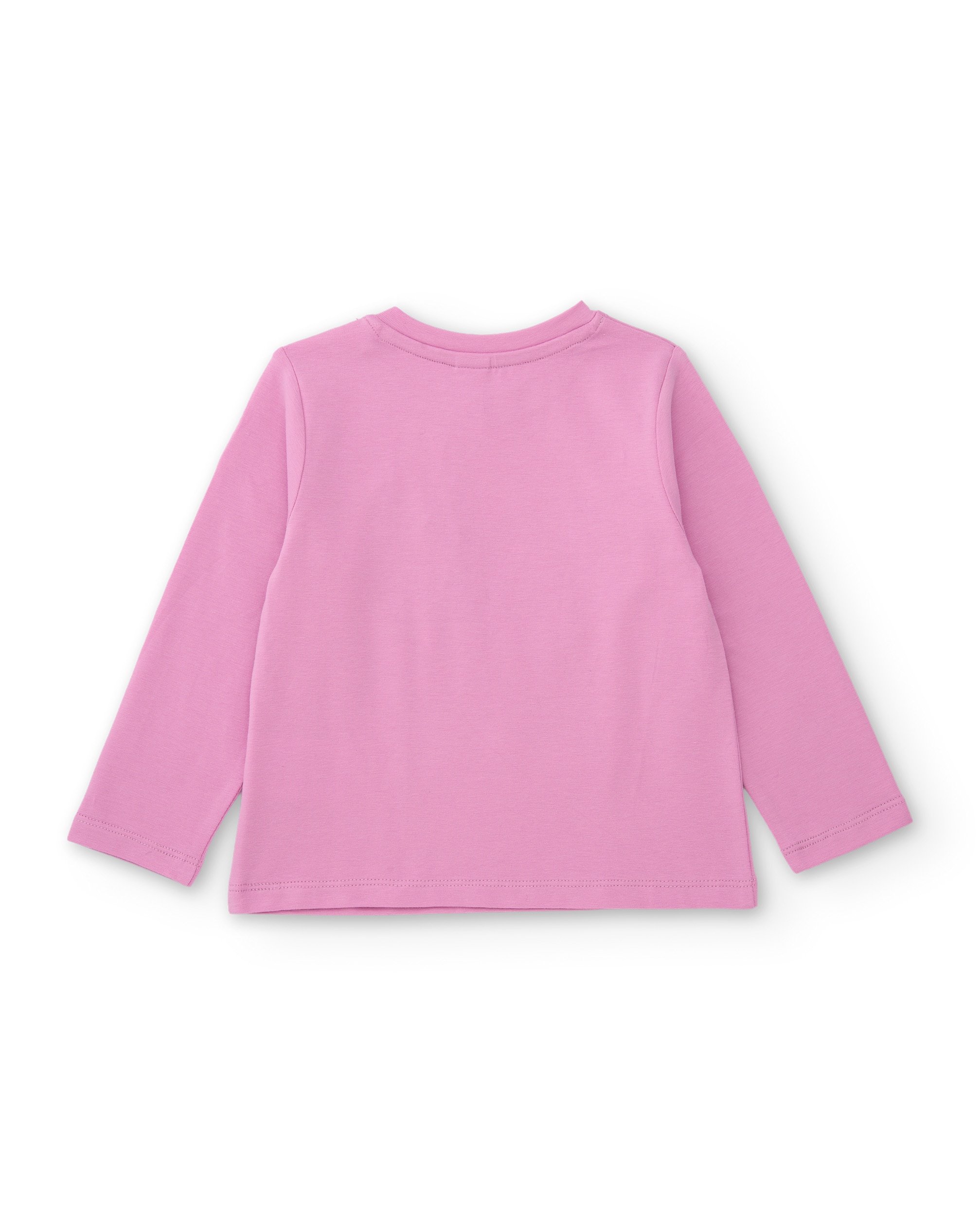 Camiseta de niña de punto con detalle de lazo y gráfico divertido - Tuc tuc - Rosa Rosa-2