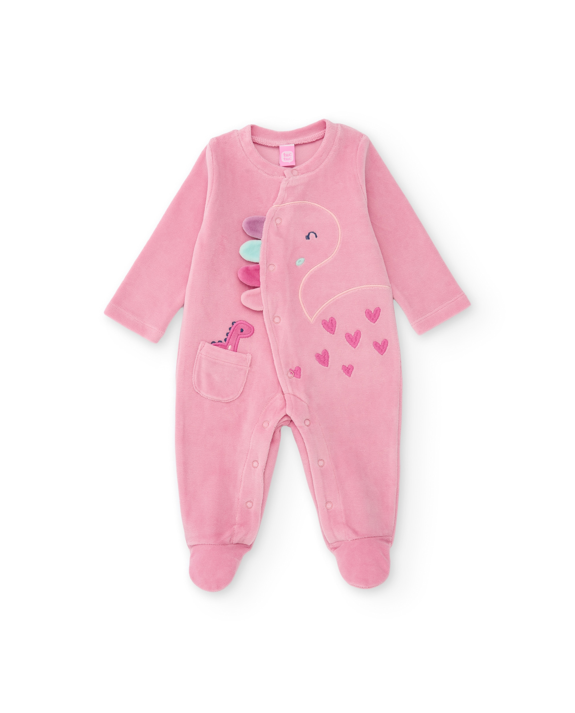 Imagen 0 de Pelele de punto de bebé con dinosaurios bordados Rosa