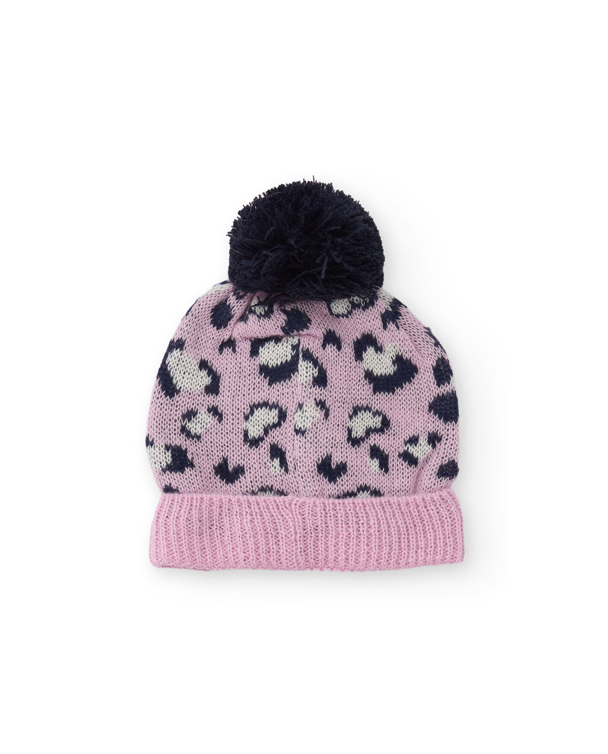 Gorro de niña de tricot con estampado animal print y pompón - Tuc tuc - Rosa Rosa-2