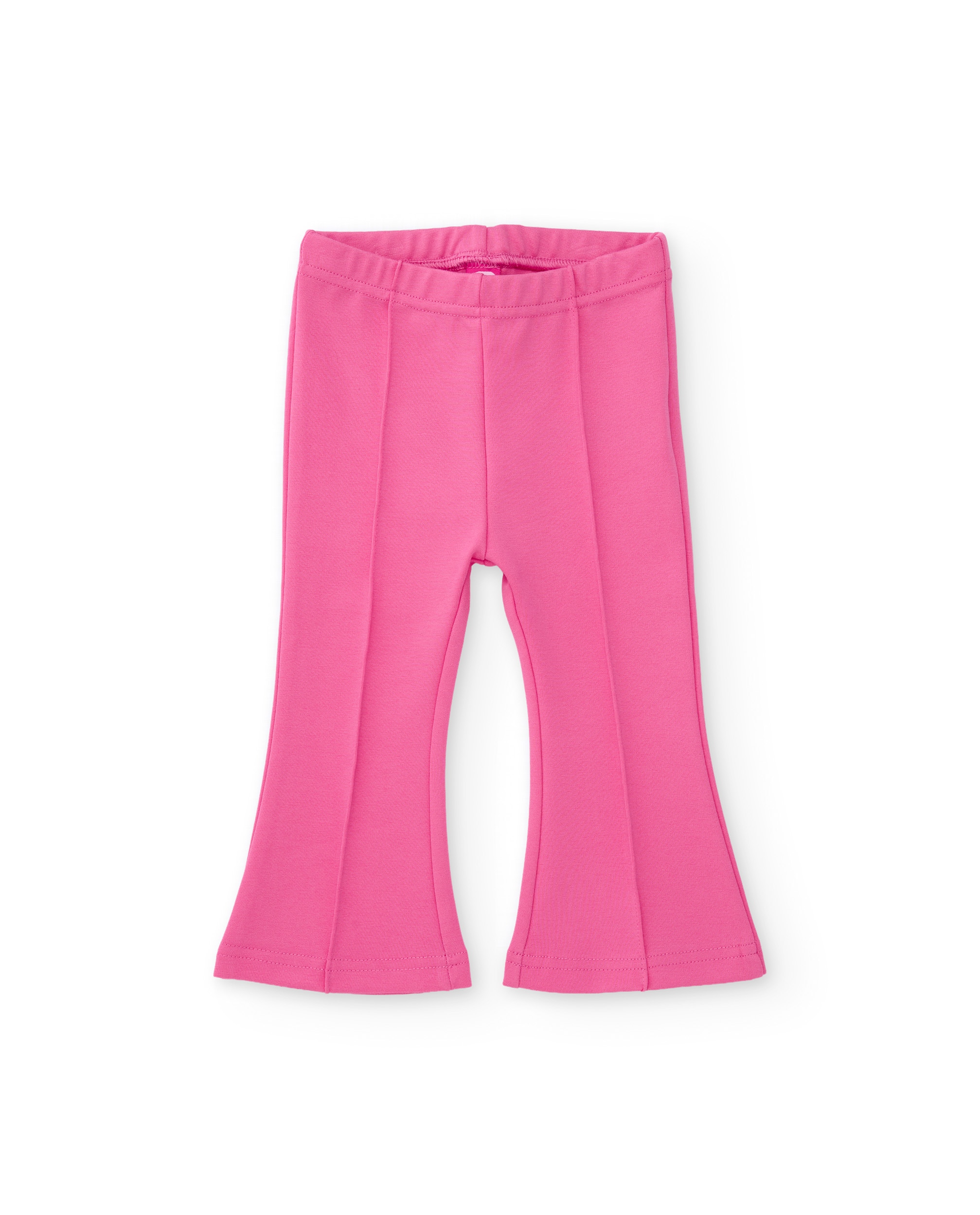Pantalón de niña de punto con corte acampanado y cinturilla elástica - Tuc tuc - Rosa Rosa-1
