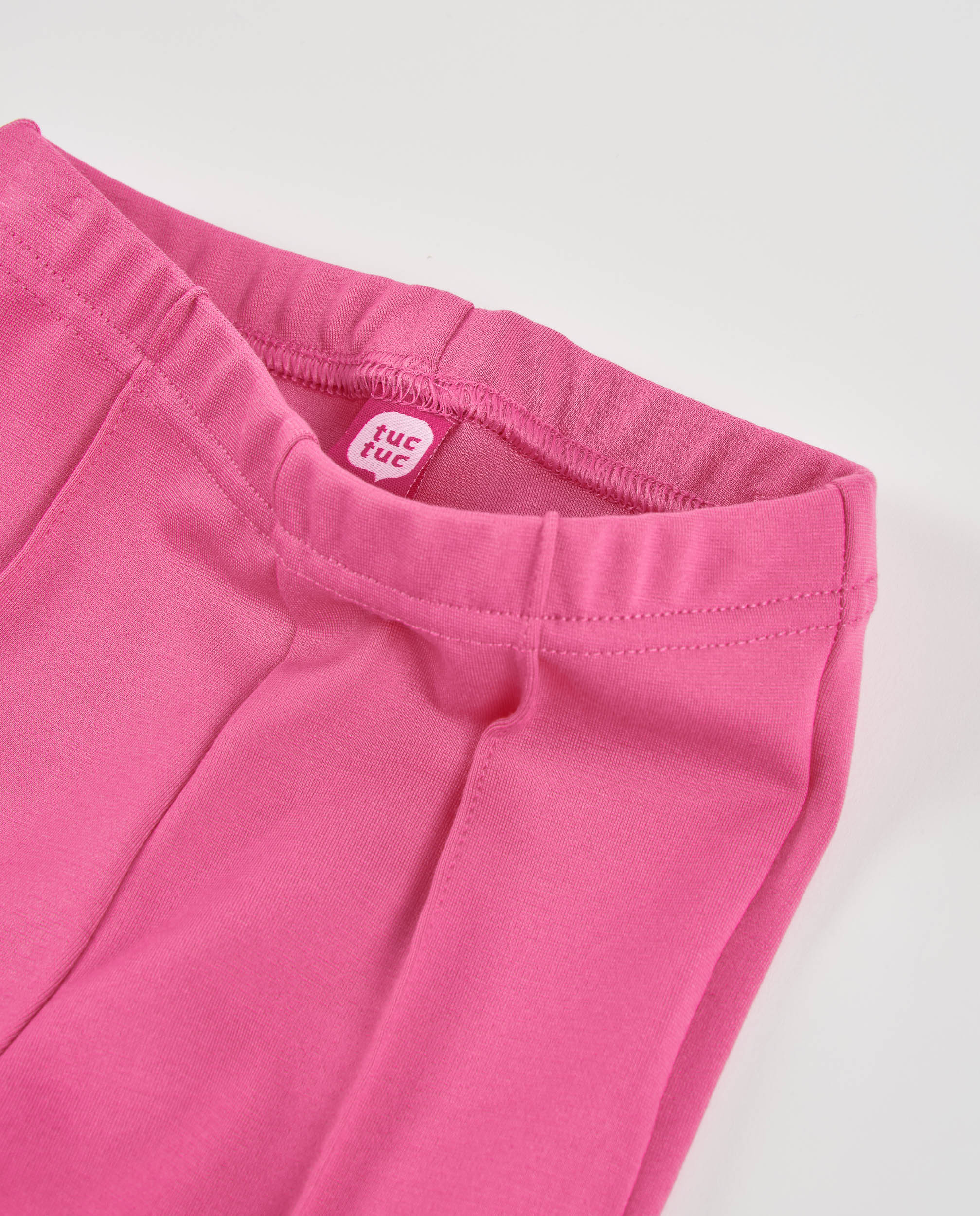 Pantalón de niña de punto con corte acampanado y cinturilla elástica - Tuc tuc - Rosa Rosa-2