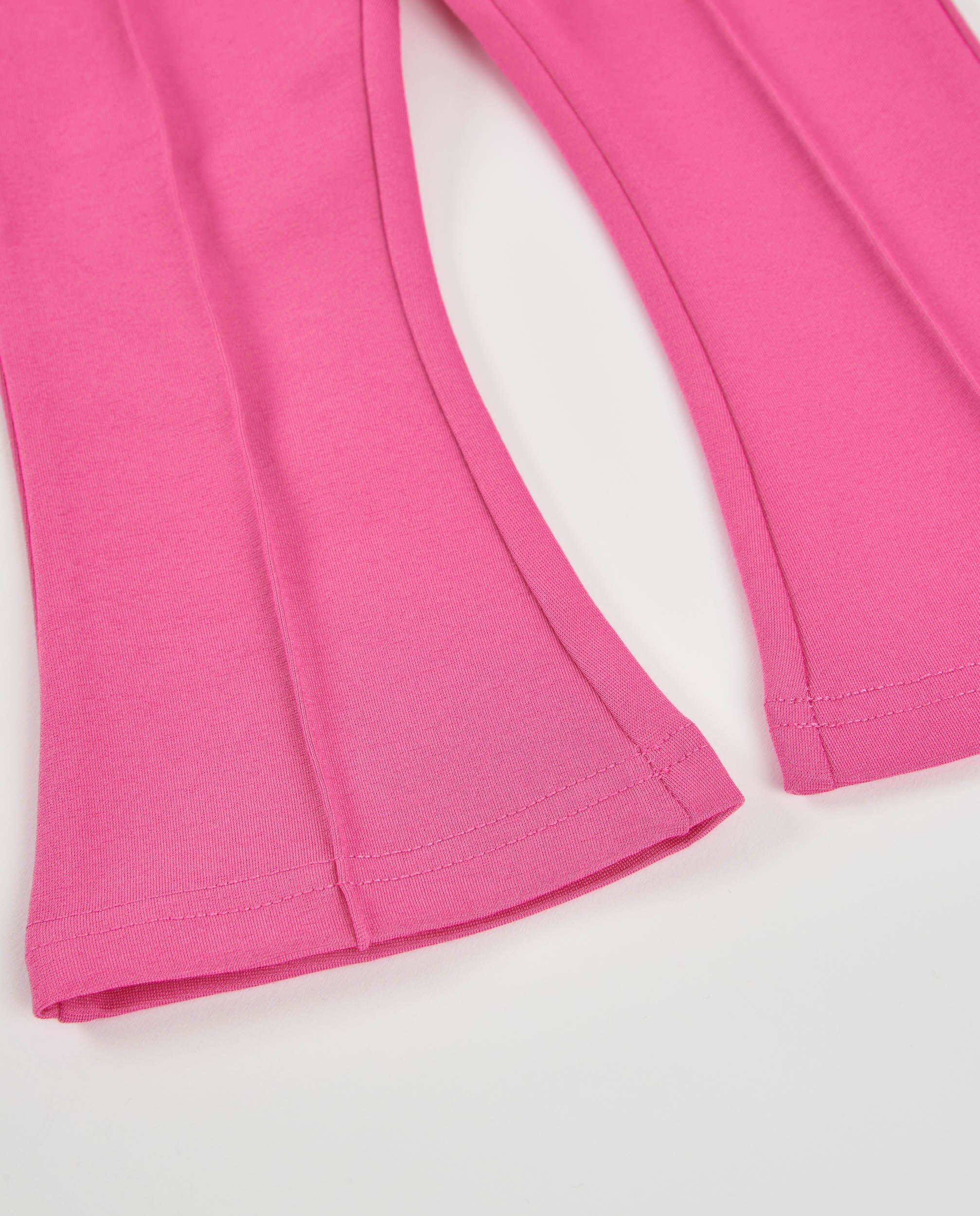 Pantalón de niña de punto con corte acampanado y cinturilla elástica - Tuc tuc - Rosa Rosa-4