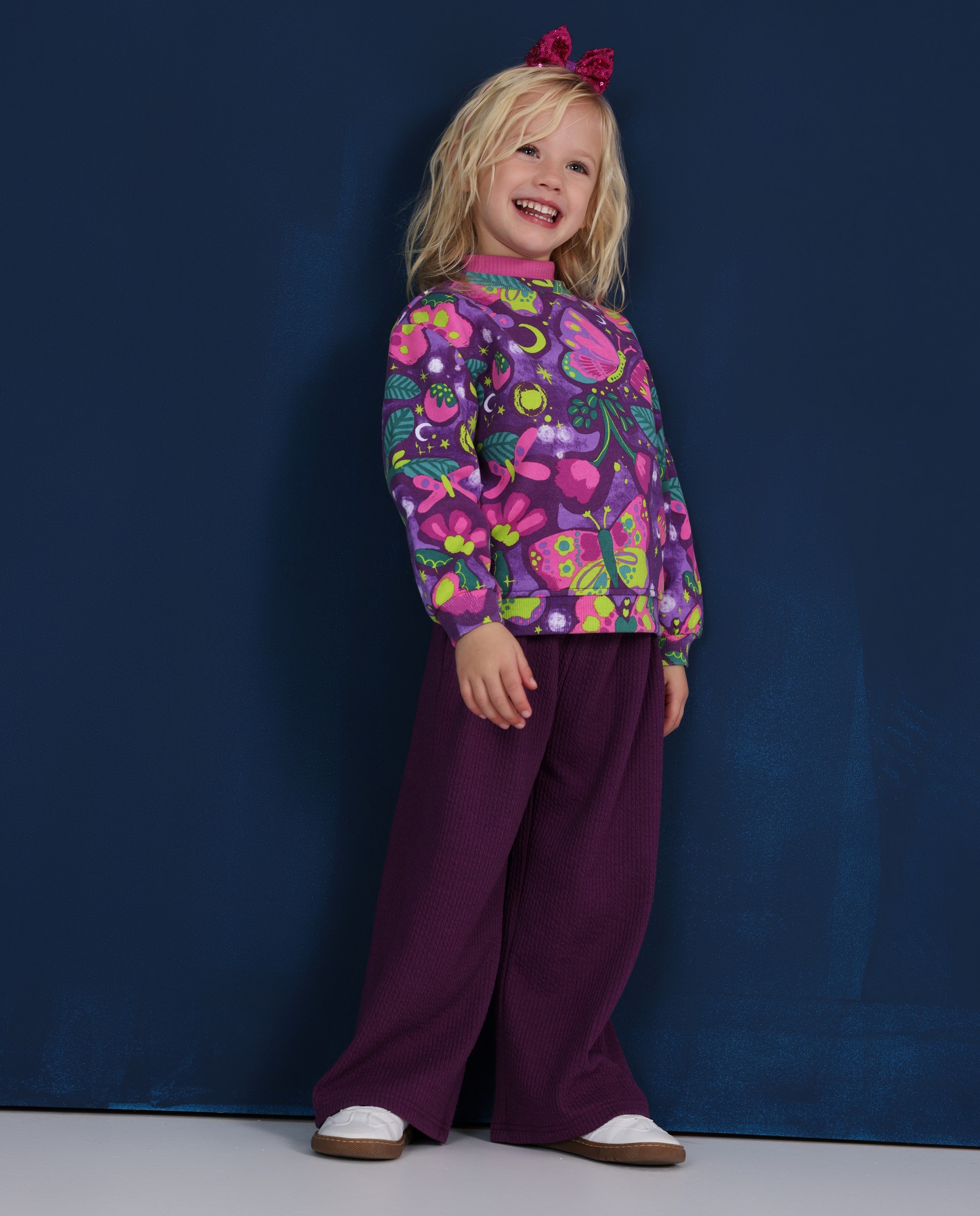Imagen 0 de Pantalón de niña de tejido acanalado con cintura elástica Violeta