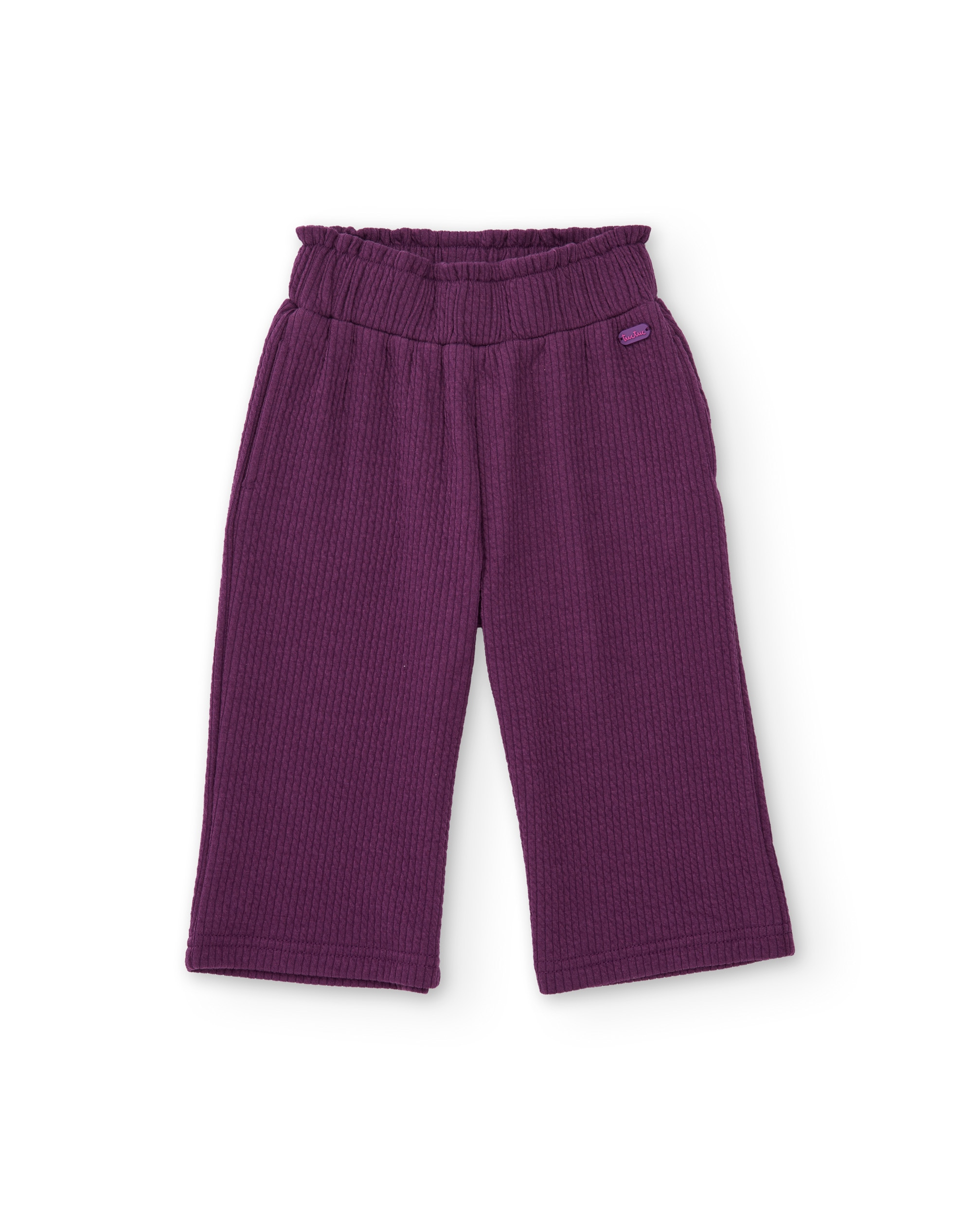 Pantalón de niña de tejido acanalado con cintura elástica - Tuc tuc - Violeta Violeta-3