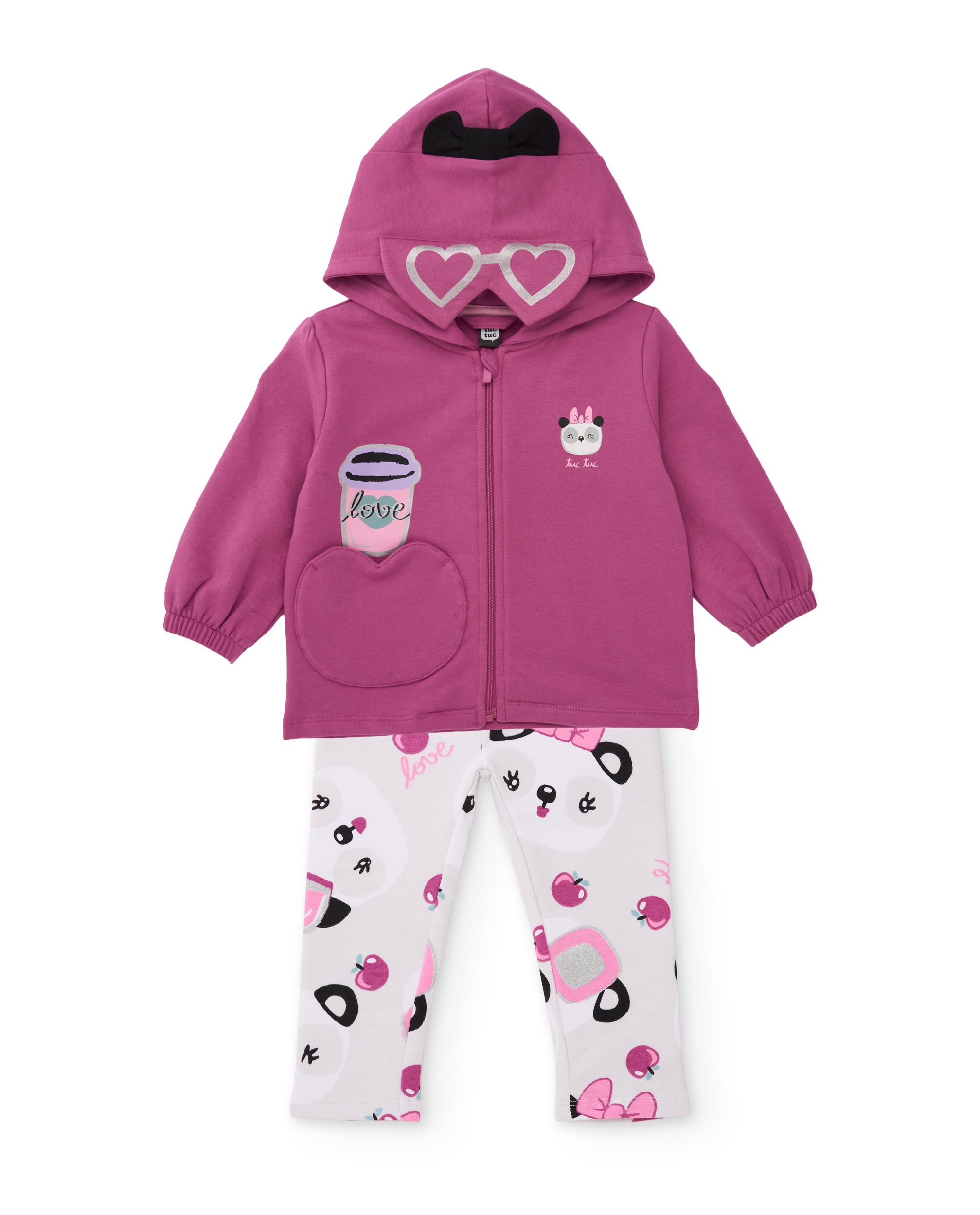 Imagen 0 de Conjunto de niña de felpa con sudadera de capucha y leggings a juego Violeta