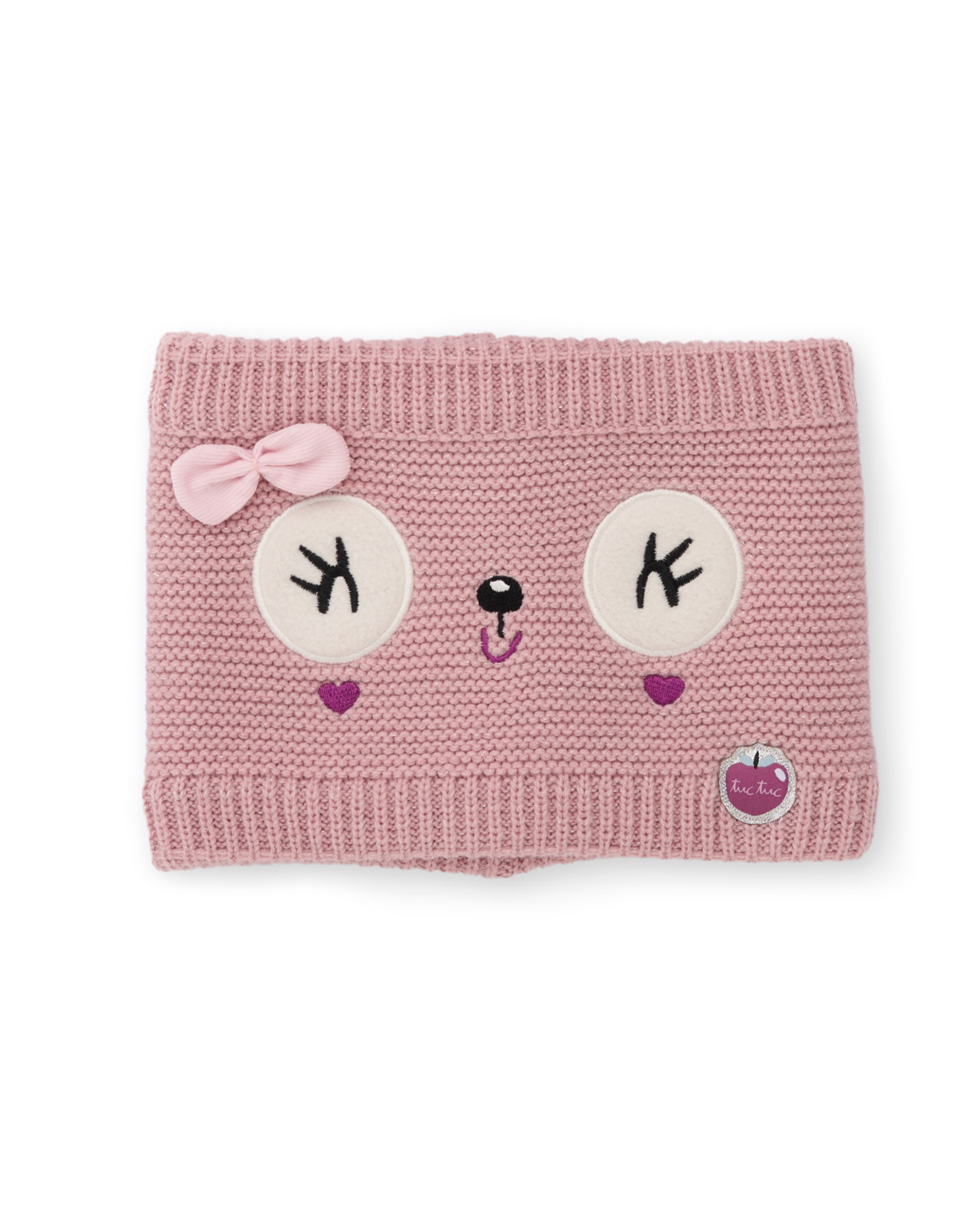 Imagen 0 de Braga de cuello de niña de tricot con diseño de oso panda Rosa