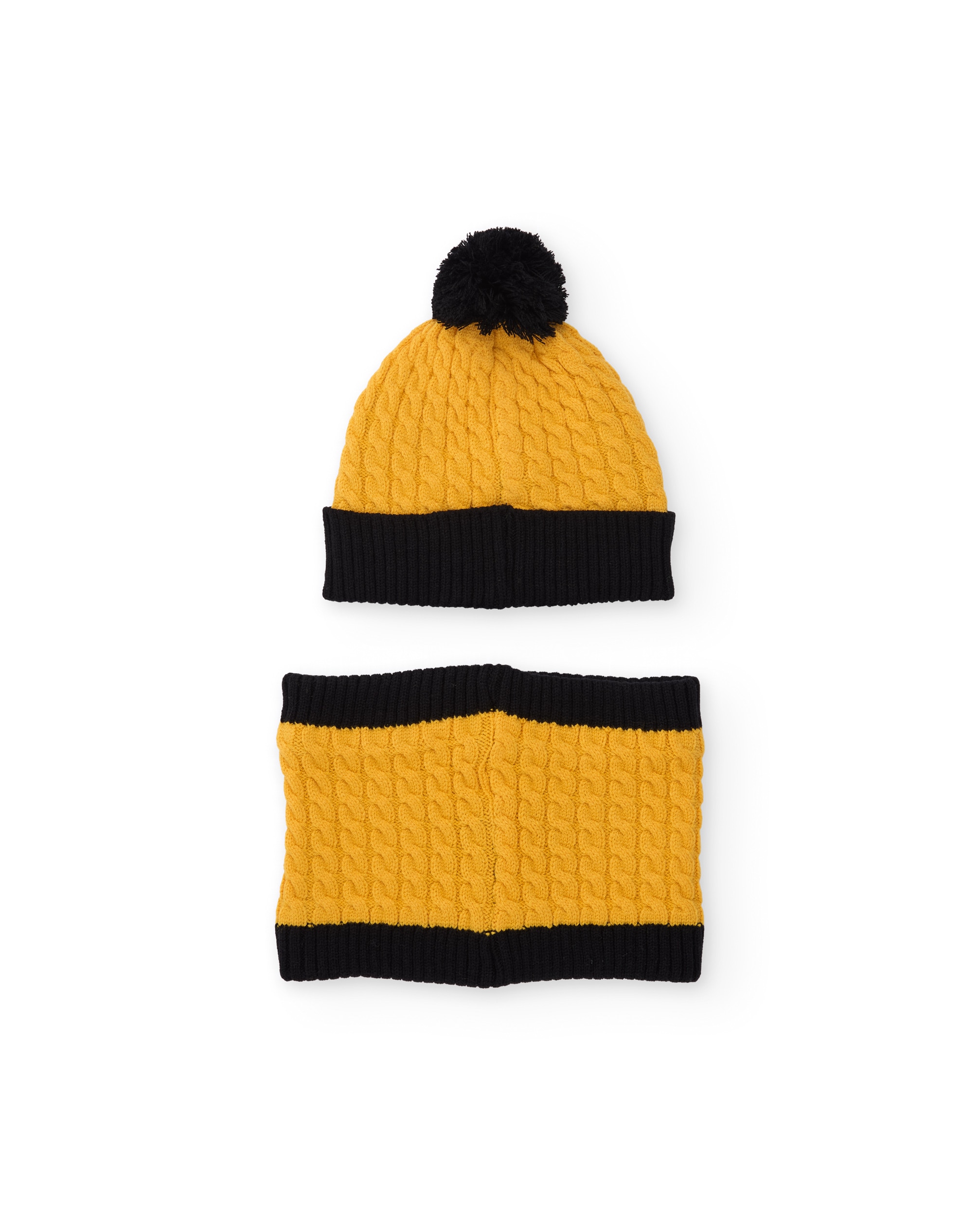 Set de niño de tricot con gorro de pompón y braga de cuello a juego - Tuc tuc - Amarillo Amarillo-3
