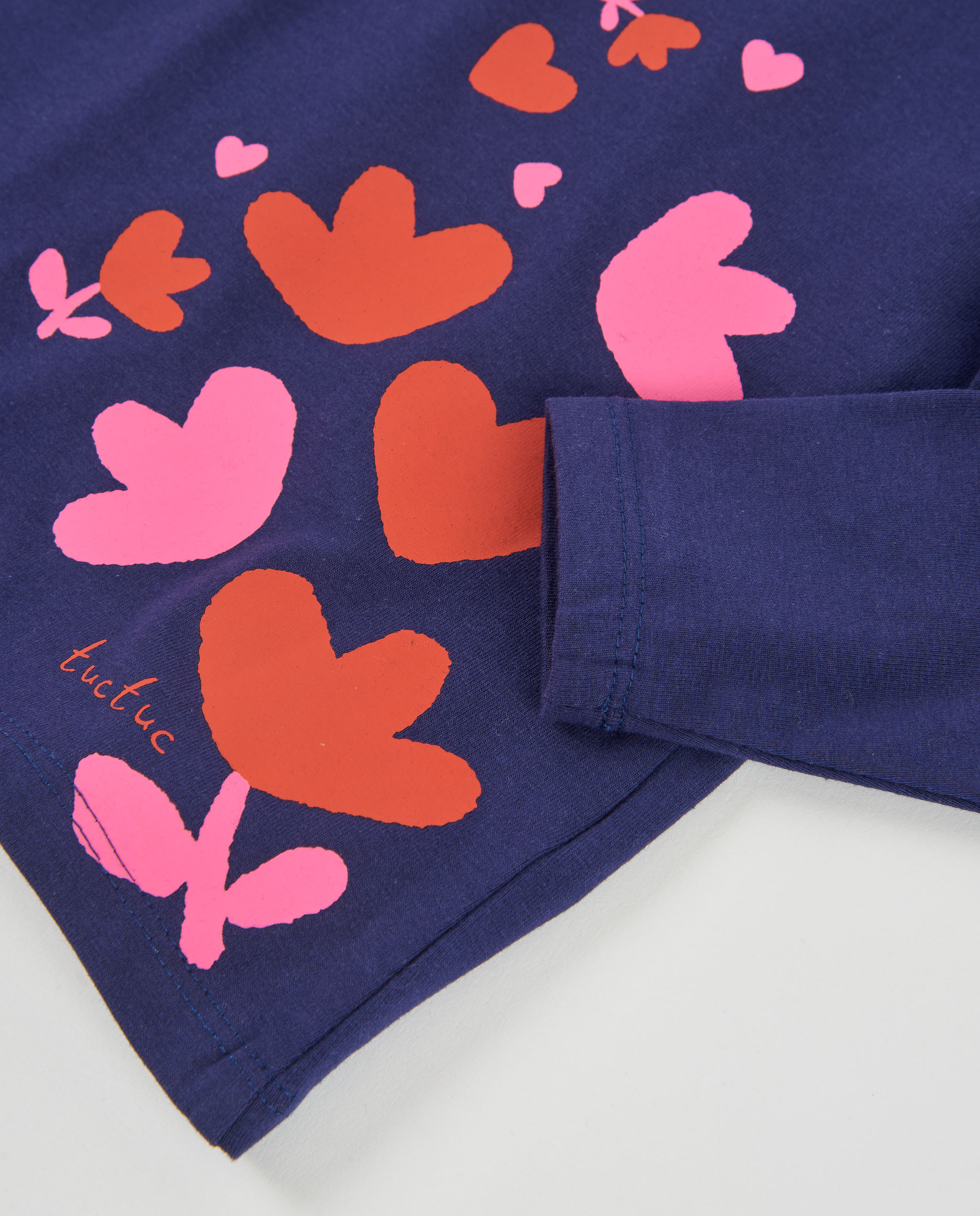 Camiseta de niña de punto con manga larga y estampado de corazones - Tuc tuc - Azul marino Azul marino-2