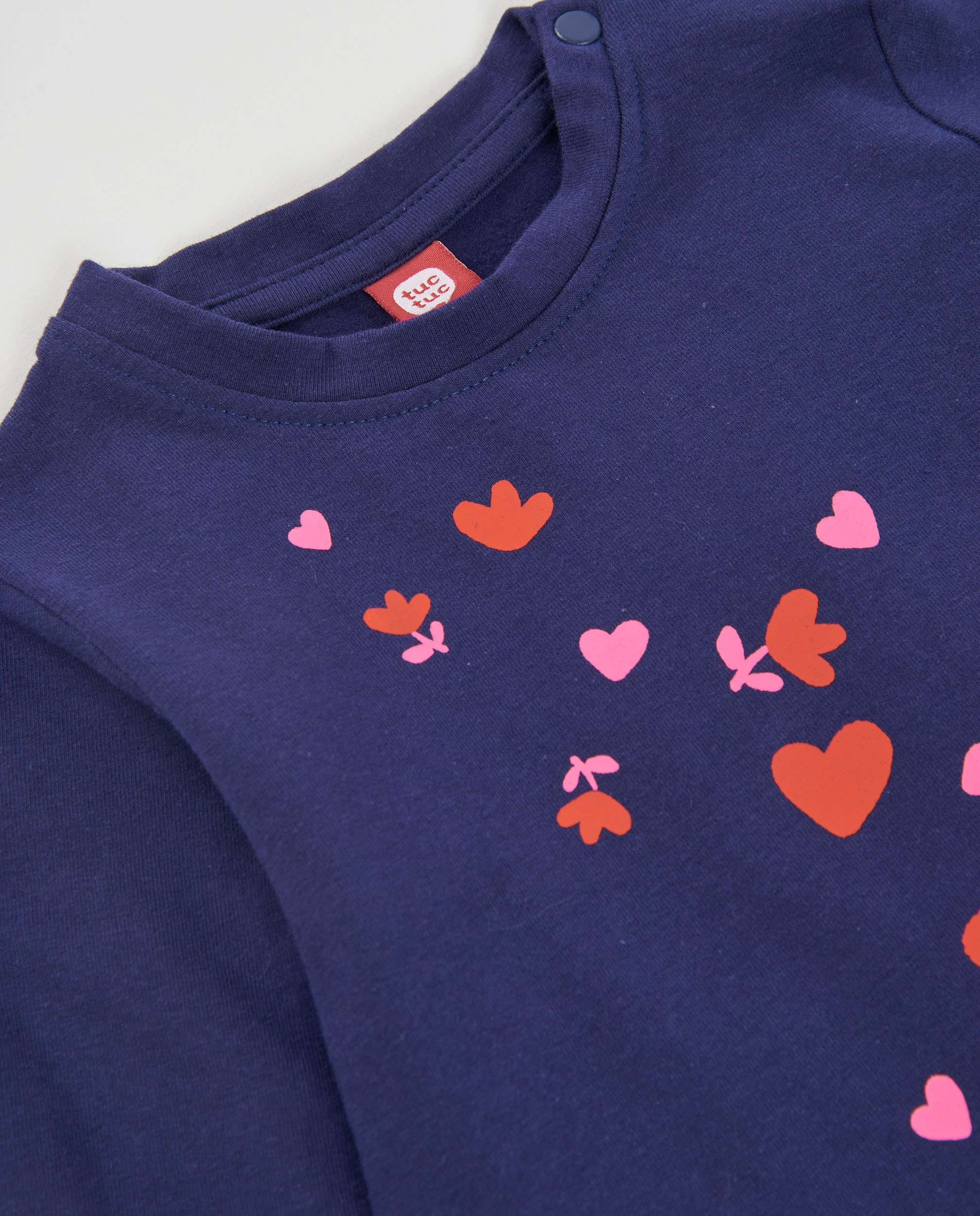 Camiseta de niña de punto con manga larga y estampado de corazones - Tuc tuc - Azul marino Azul marino-4