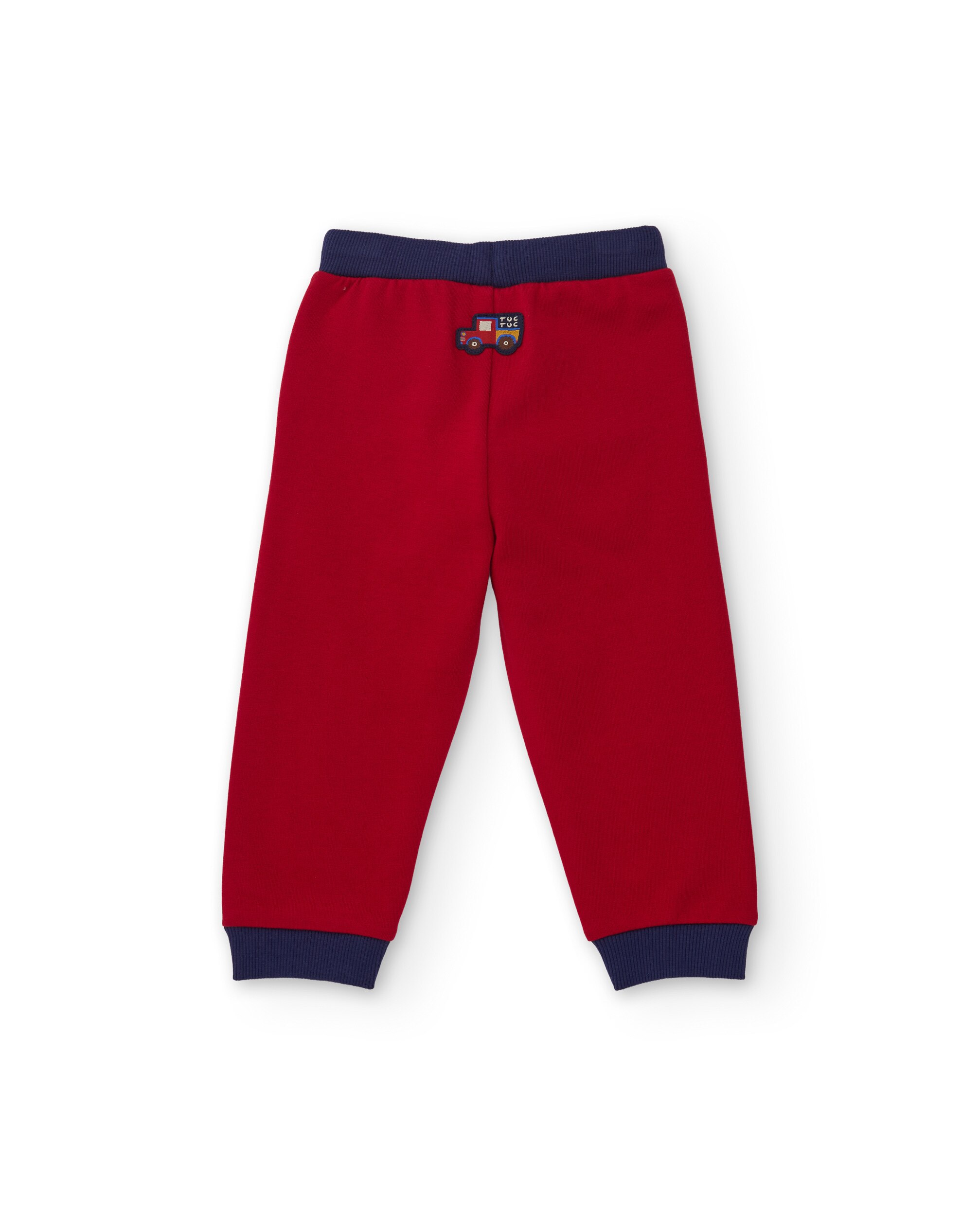Imagen 3 de Pantalón de niño de felpa con cintura ajustable y cordón en contraste - Tuc tuc - Rojo Rojo