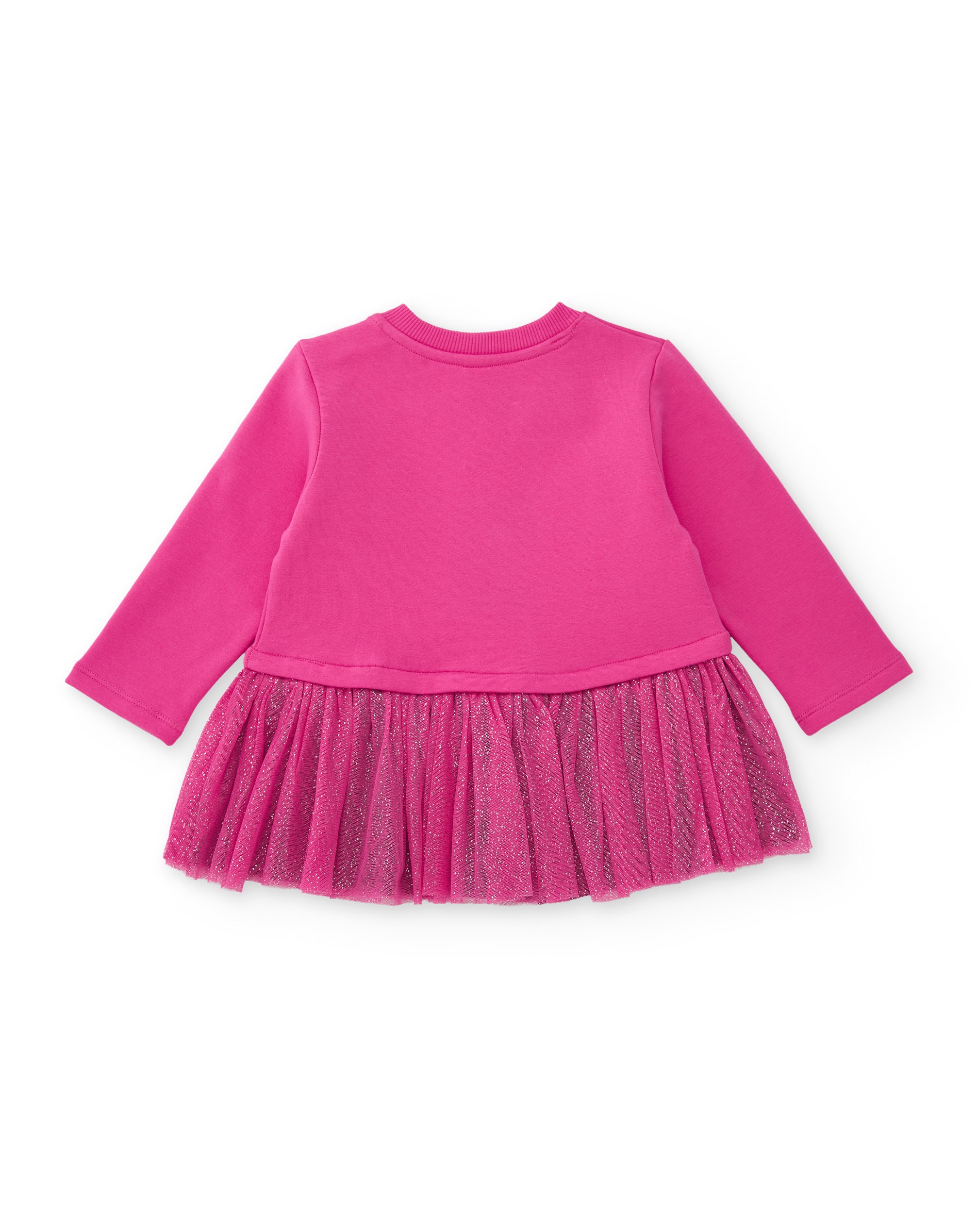 Vestido de niña de punto y felpa con diseño de dinosaurio y volante - Tuc tuc - Fucsia Fucsia-3