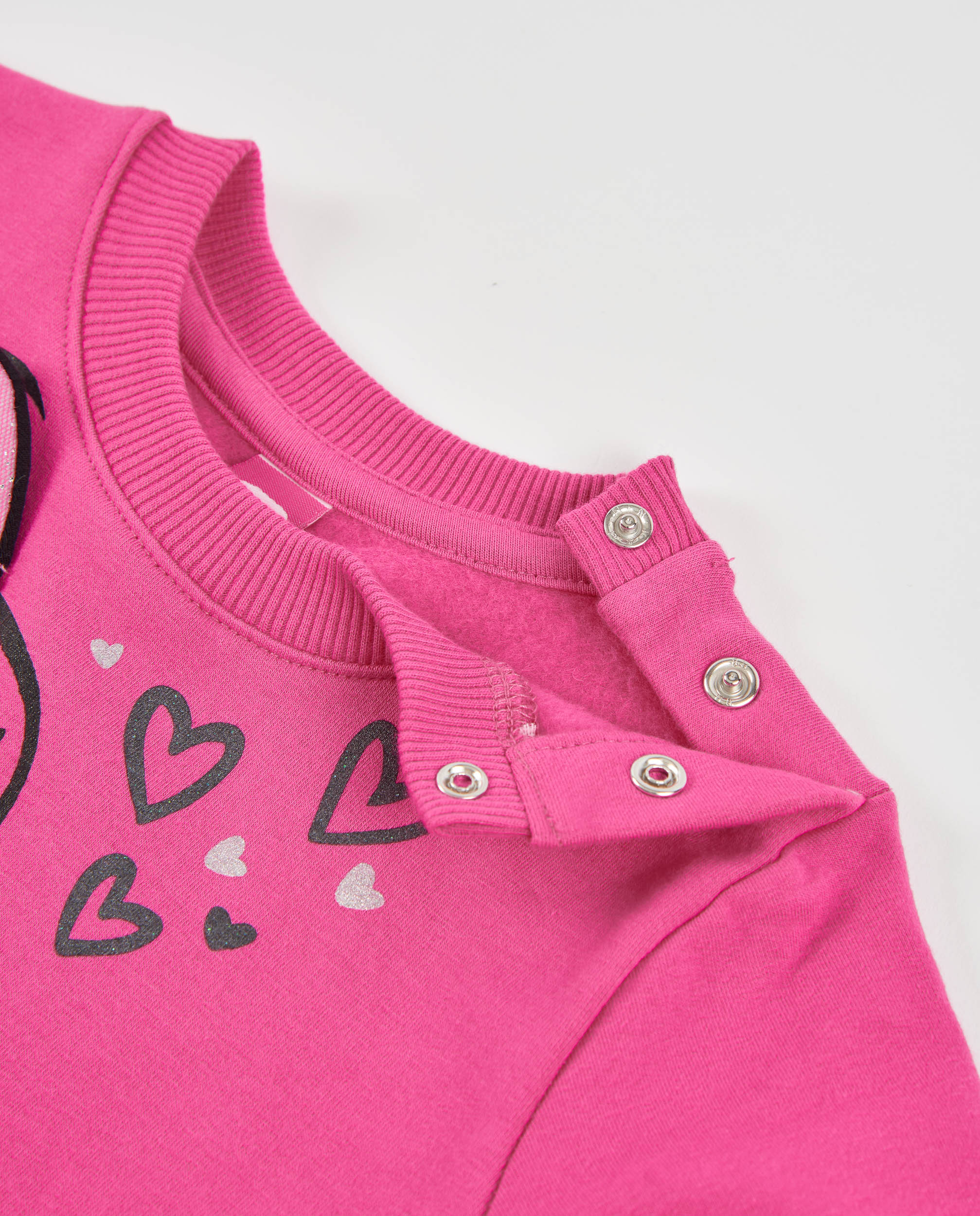 Vestido de niña de punto y felpa con diseño de dinosaurio y volante - Tuc tuc - Fucsia Fucsia-2