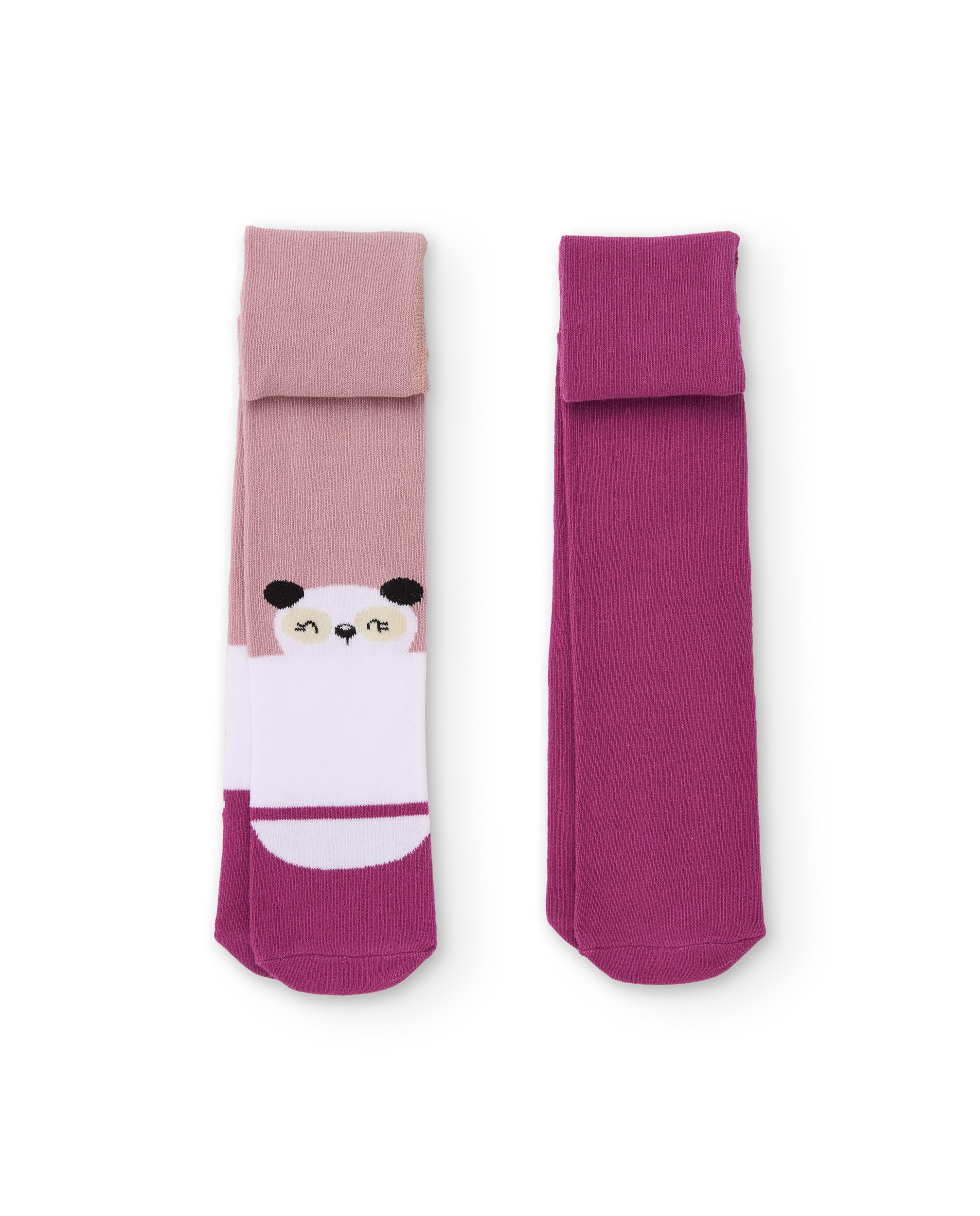 Leotardos de niña de tricot con estampado de panda y cintura elástica - Tuc tuc - Rosa Rosa-1