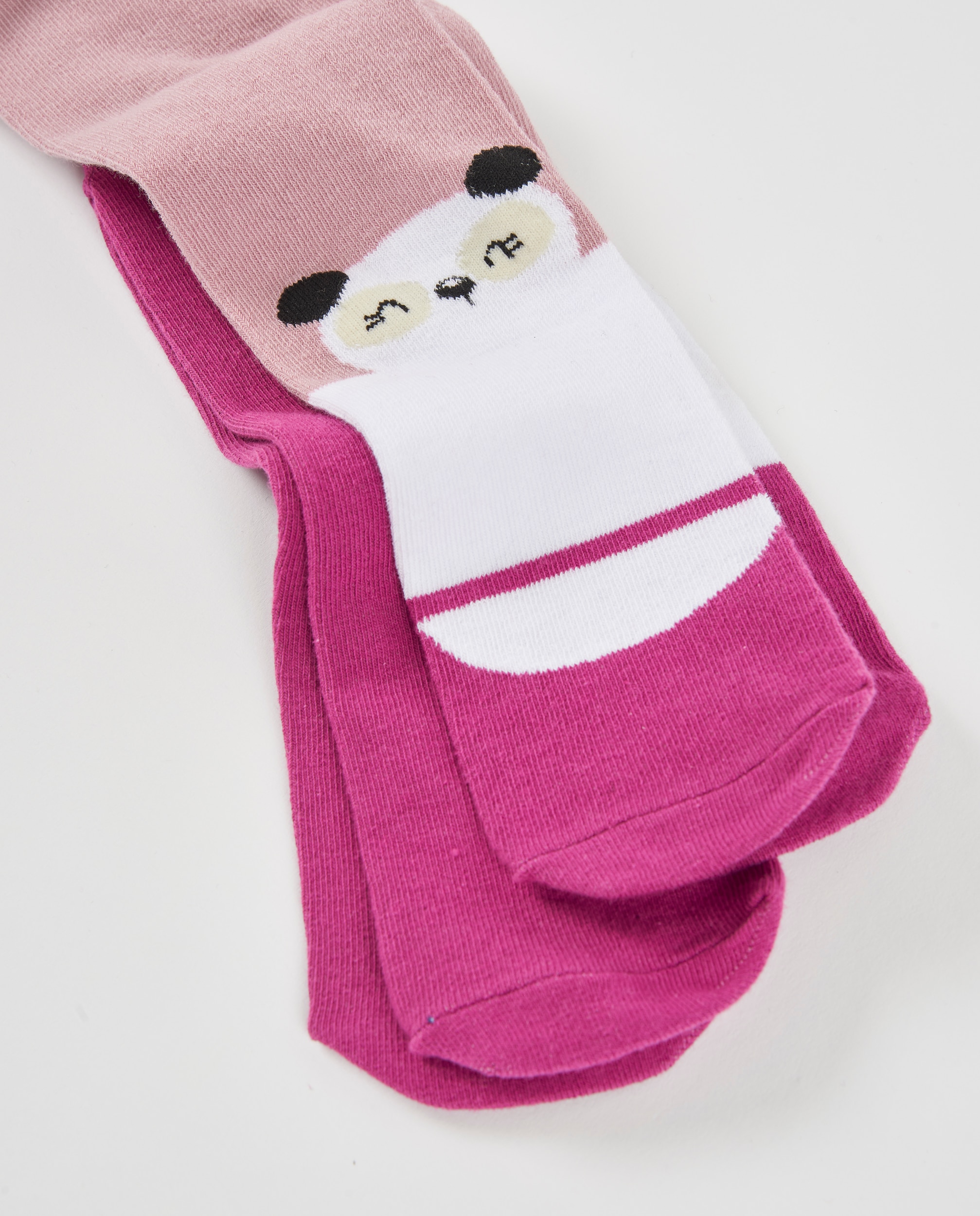 Leotardos de niña de tricot con estampado de panda y cintura elástica - Tuc tuc - Rosa Rosa-2