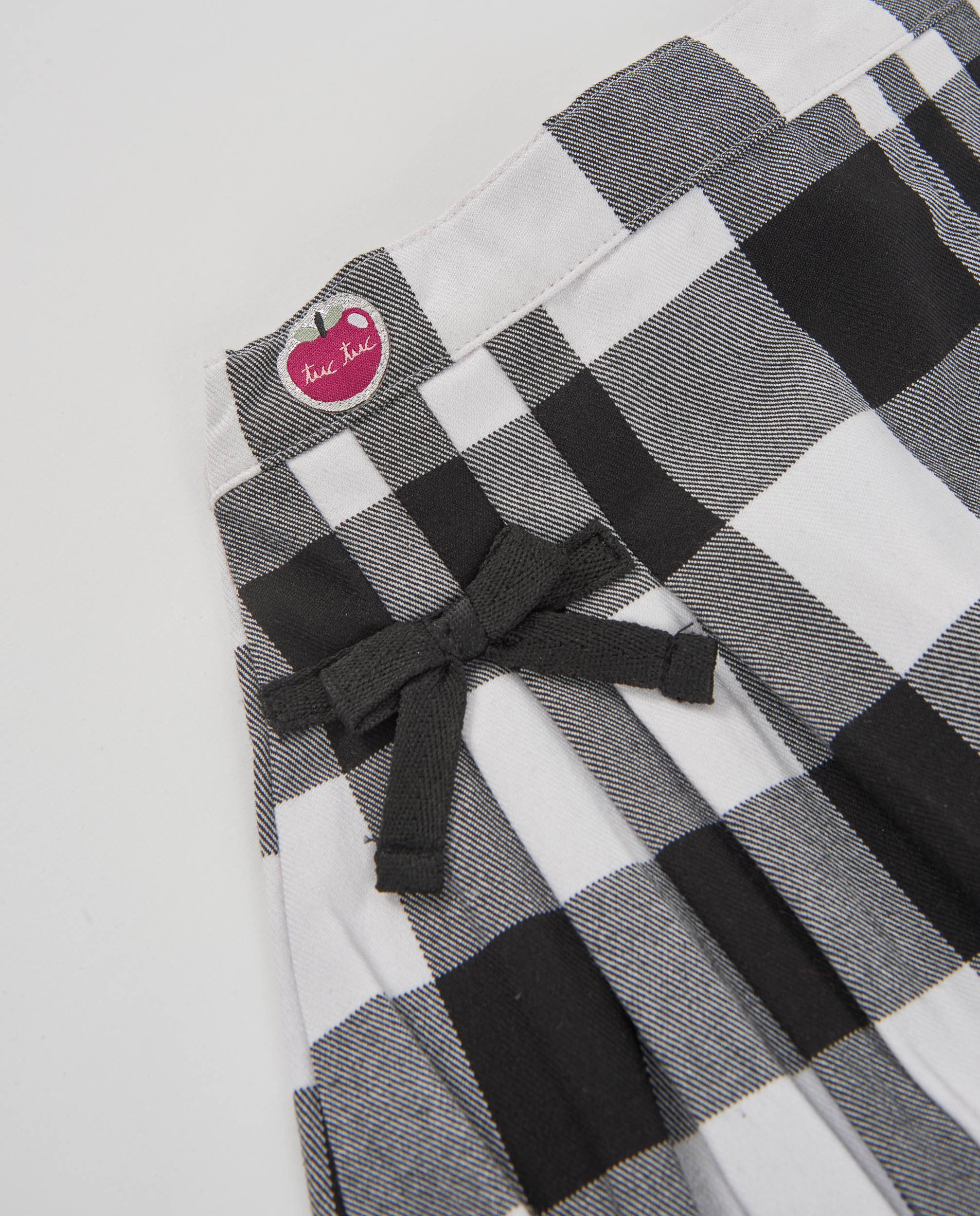 Falda de niña de tela plana con estampado de cuadros y lazos - Tuc tuc - Gris oscuro Gris oscuro-2