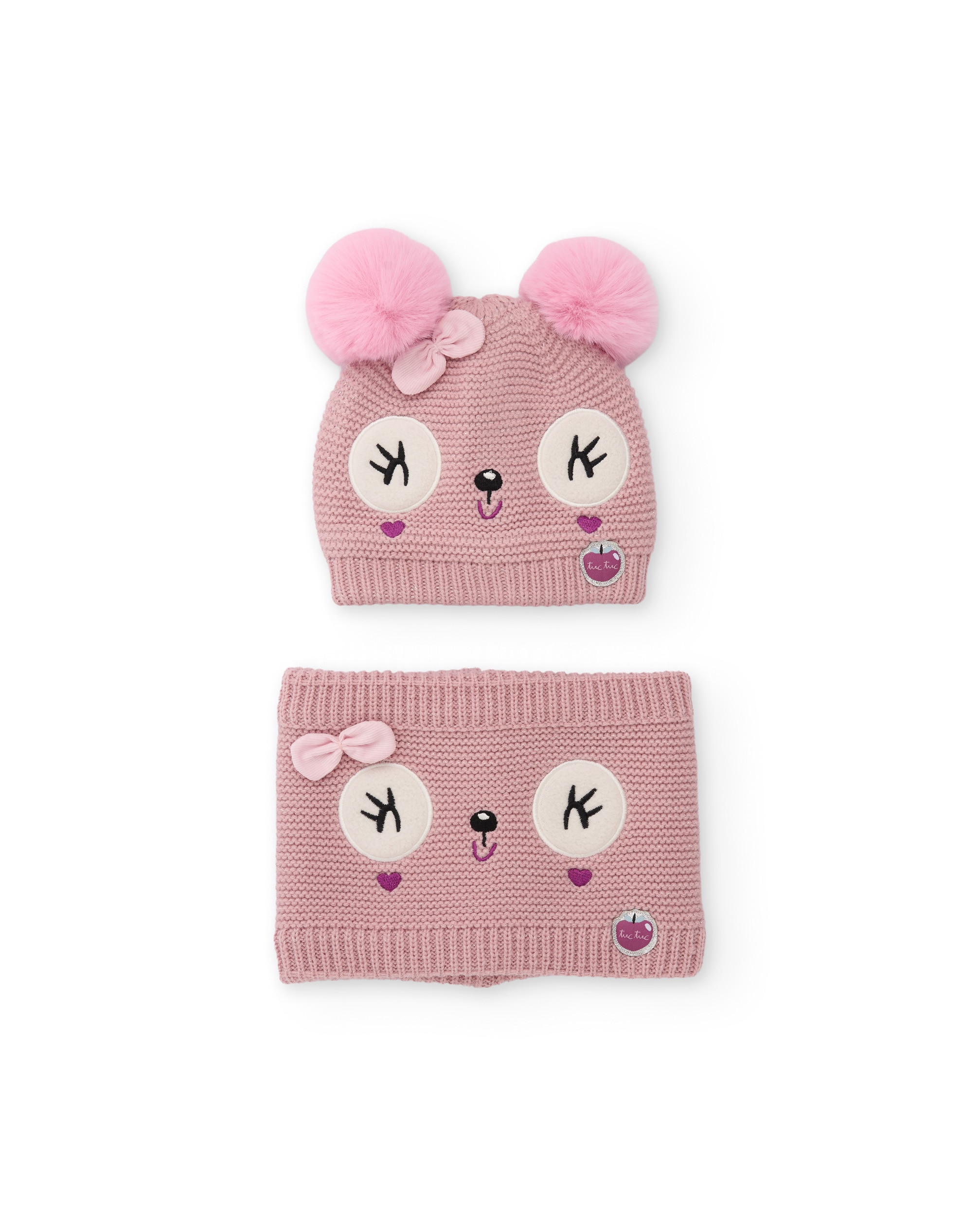 Set de niña de tricot con gorro de orejitas y braga de cuello - Tuc tuc - Rosa Rosa-1