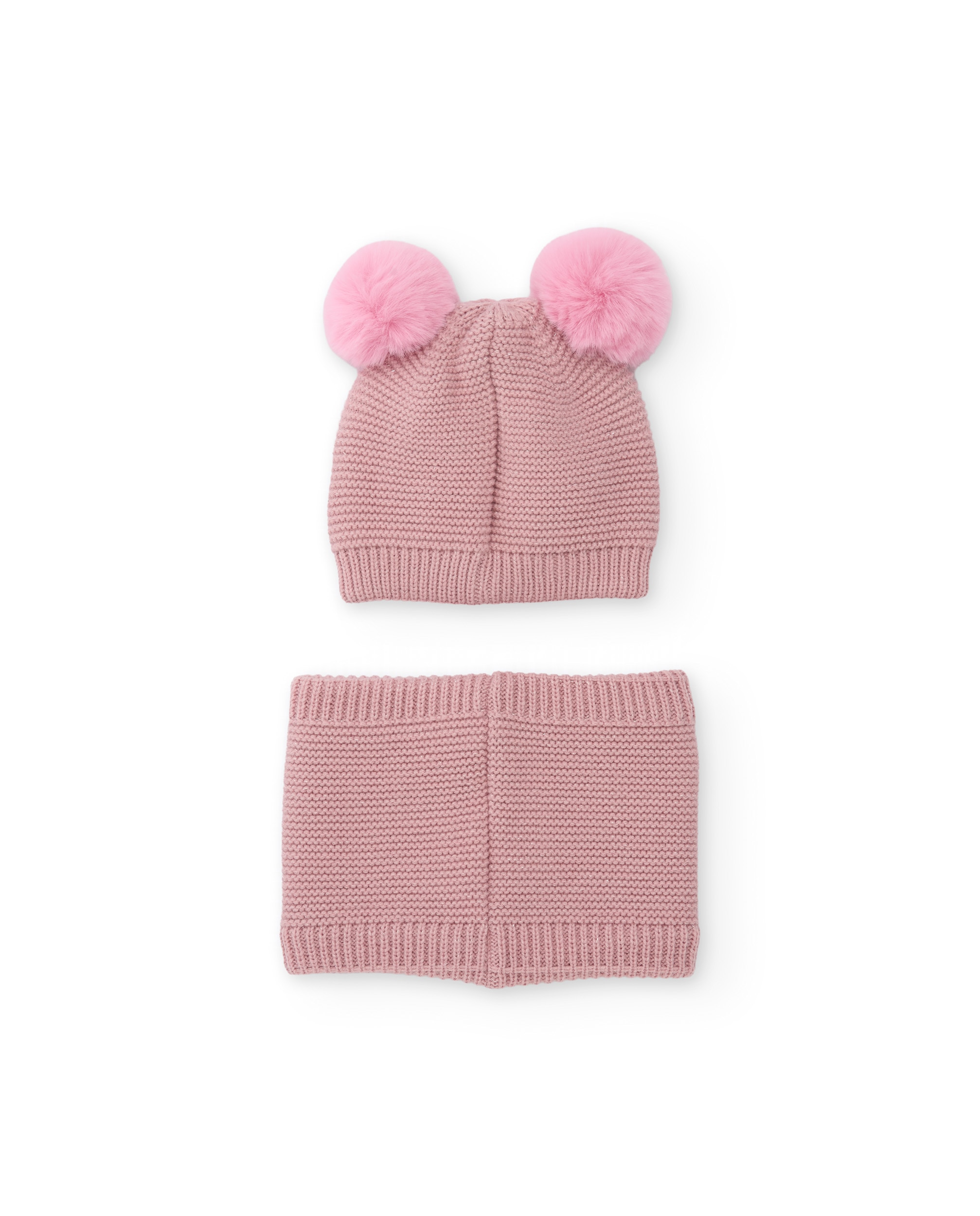 Set de niña de tricot con gorro de orejitas y braga de cuello - Tuc tuc - Rosa Rosa-3