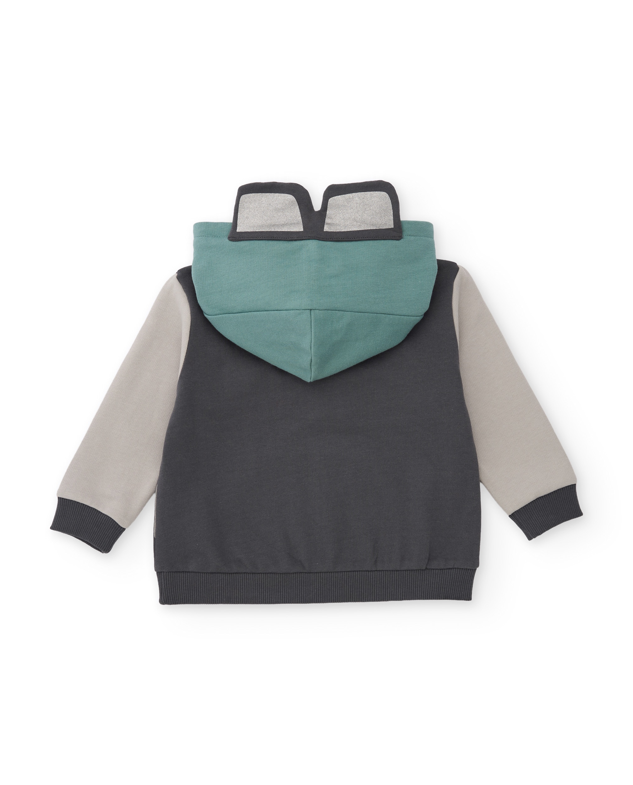 Conjunto de niño de felpa con sudadera de capucha y estampado urbano - Tuc tuc - Gris Gris-4