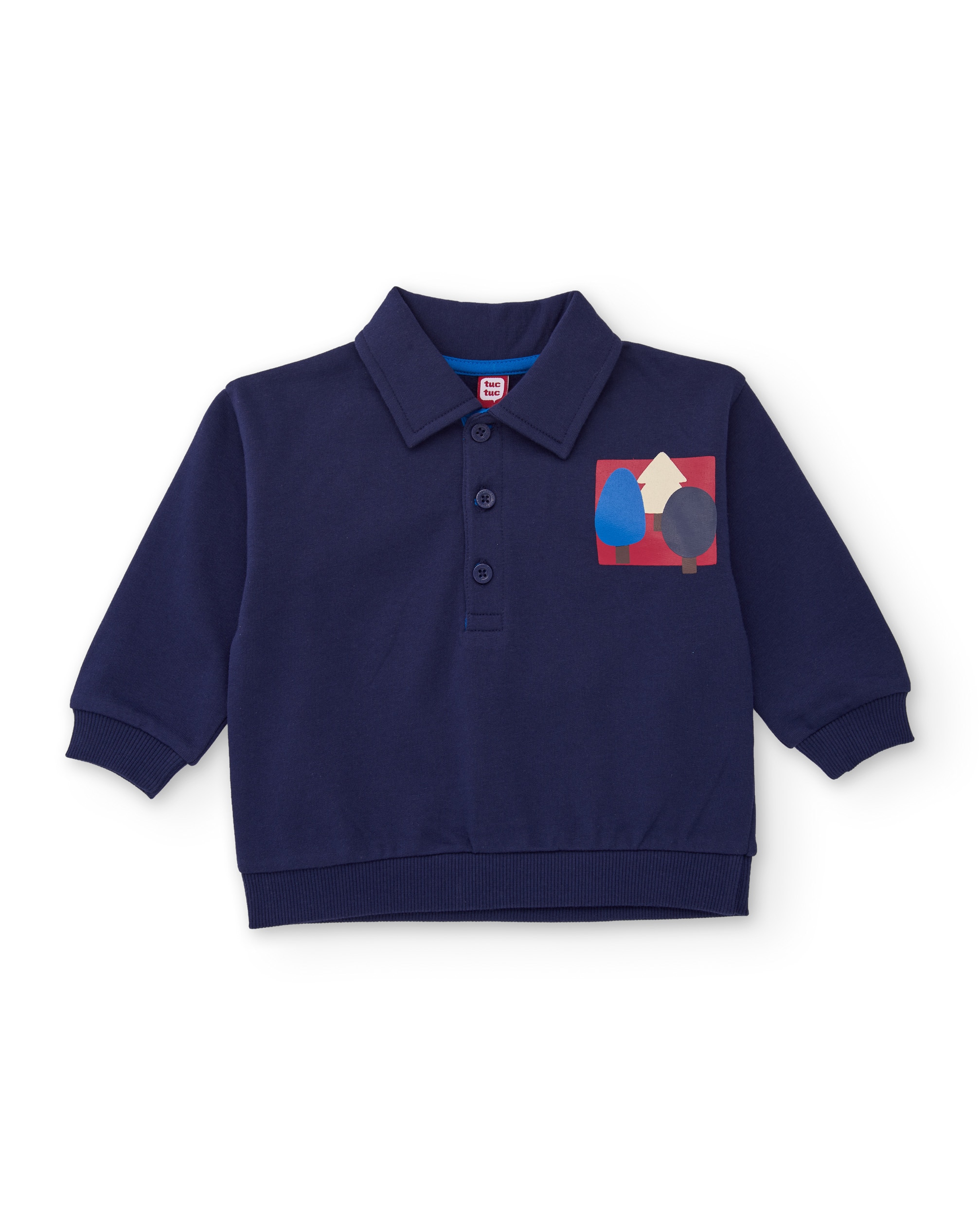 Polo de niño de felpa con estampado en la espalda - Tuc tuc - Azul marino Azul marino-1