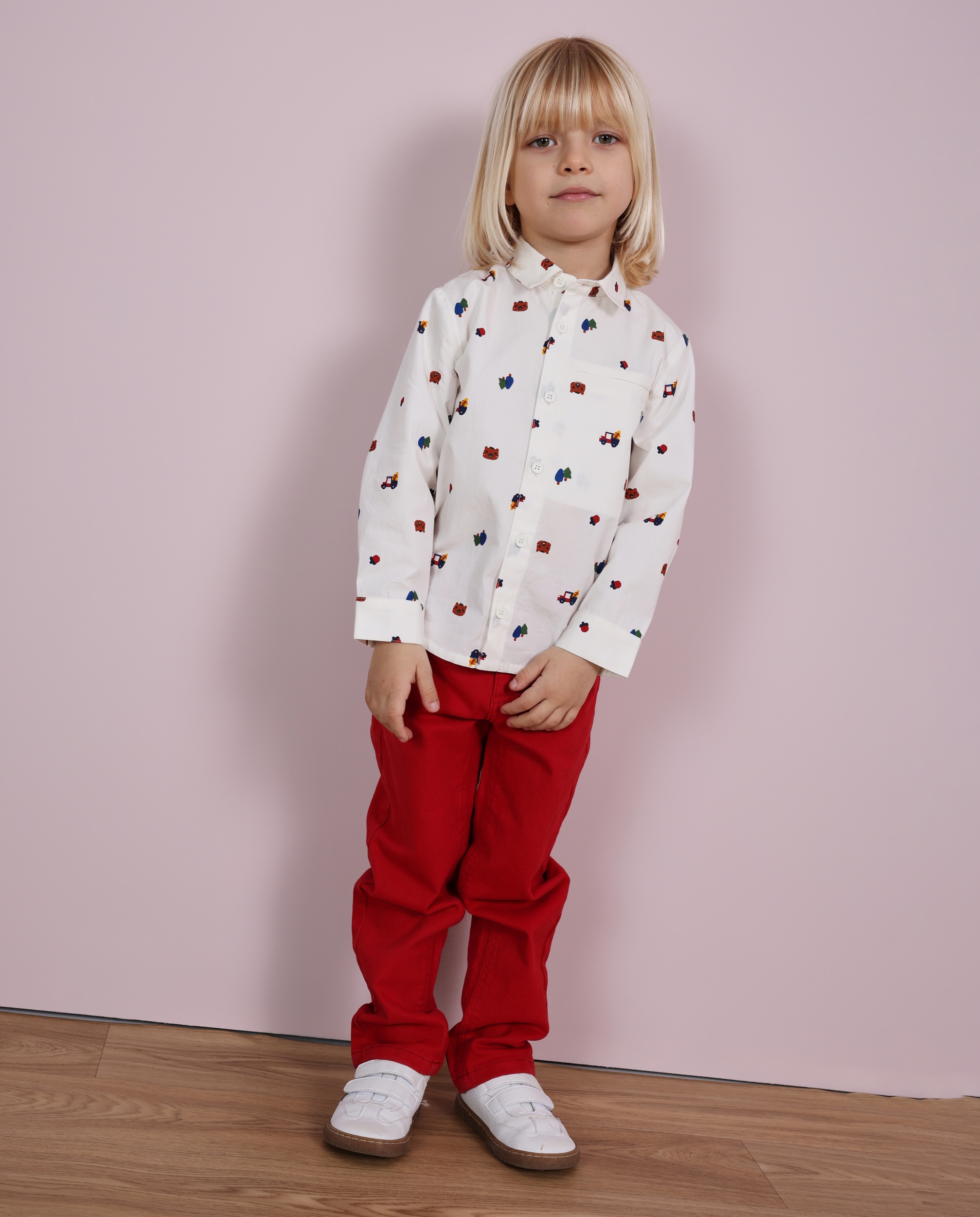Imagen 1 de Vaquero de niño de tela plana con bolsillos decorativos Rojo