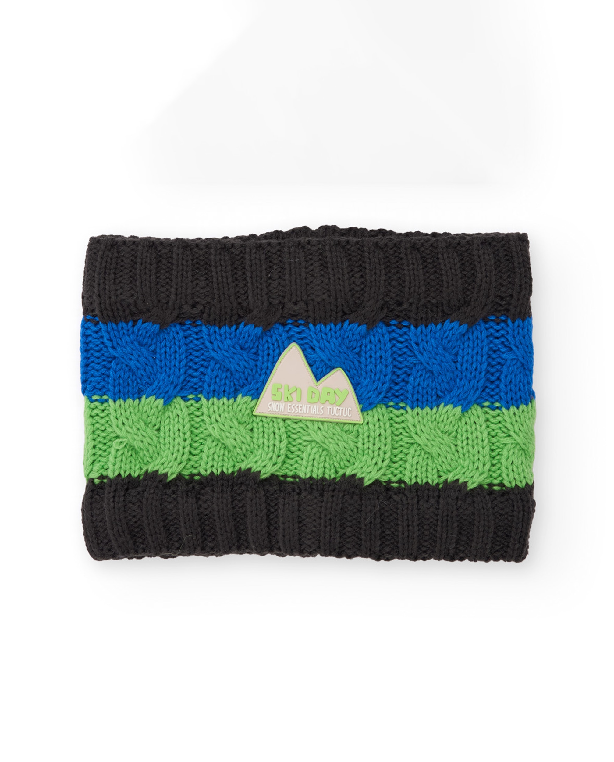 Imagen 0 de Braga de cuello de niño de tricot con rayas de colores y aplique Gris oscuro