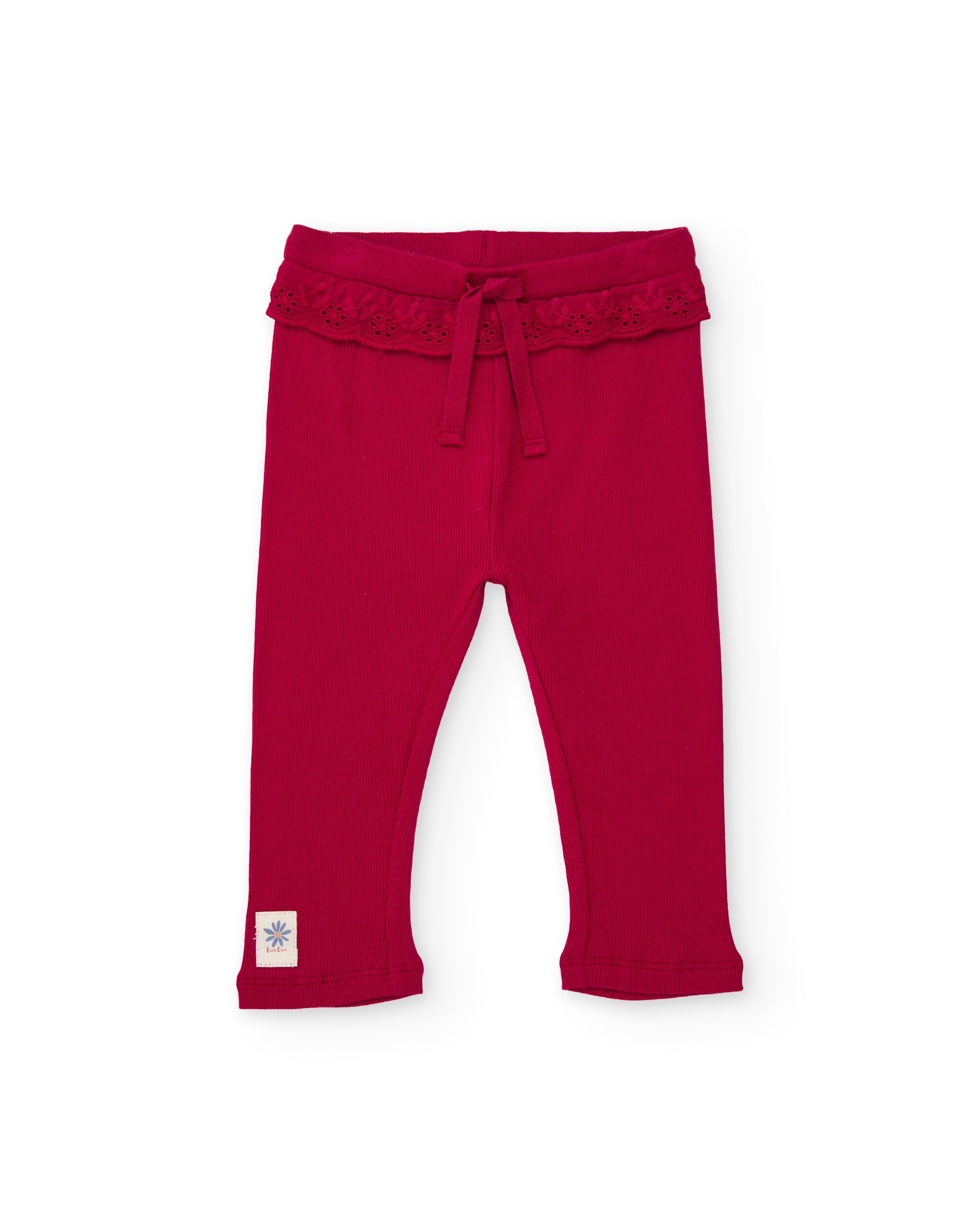 Imagen 0 de Legging de niña de punto con cintura elástica decorada Granate