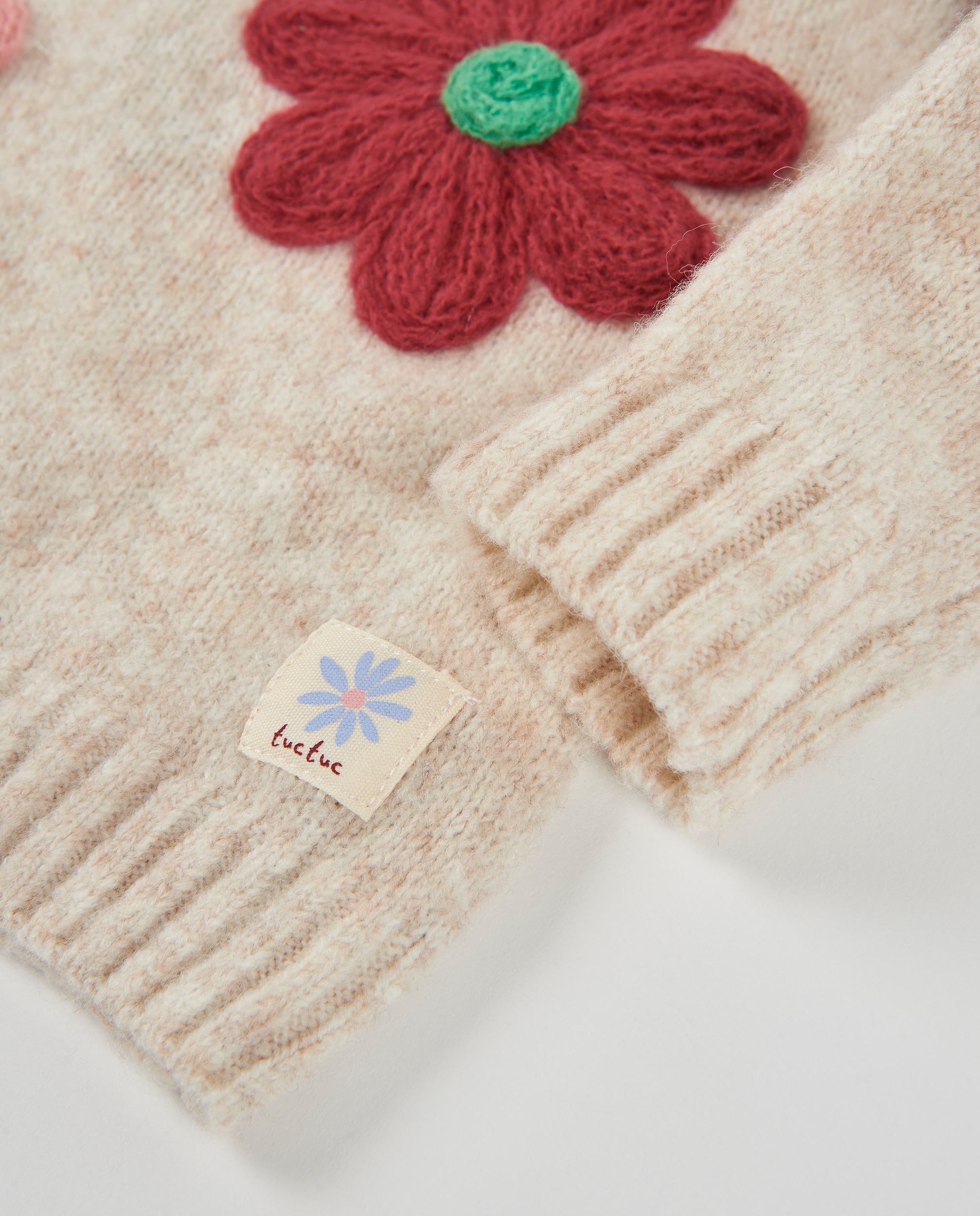 Imagen 4 de Jersey de niña de tricot con flores bordadas y tejido suave - Tuc tuc - Crudo Crudo