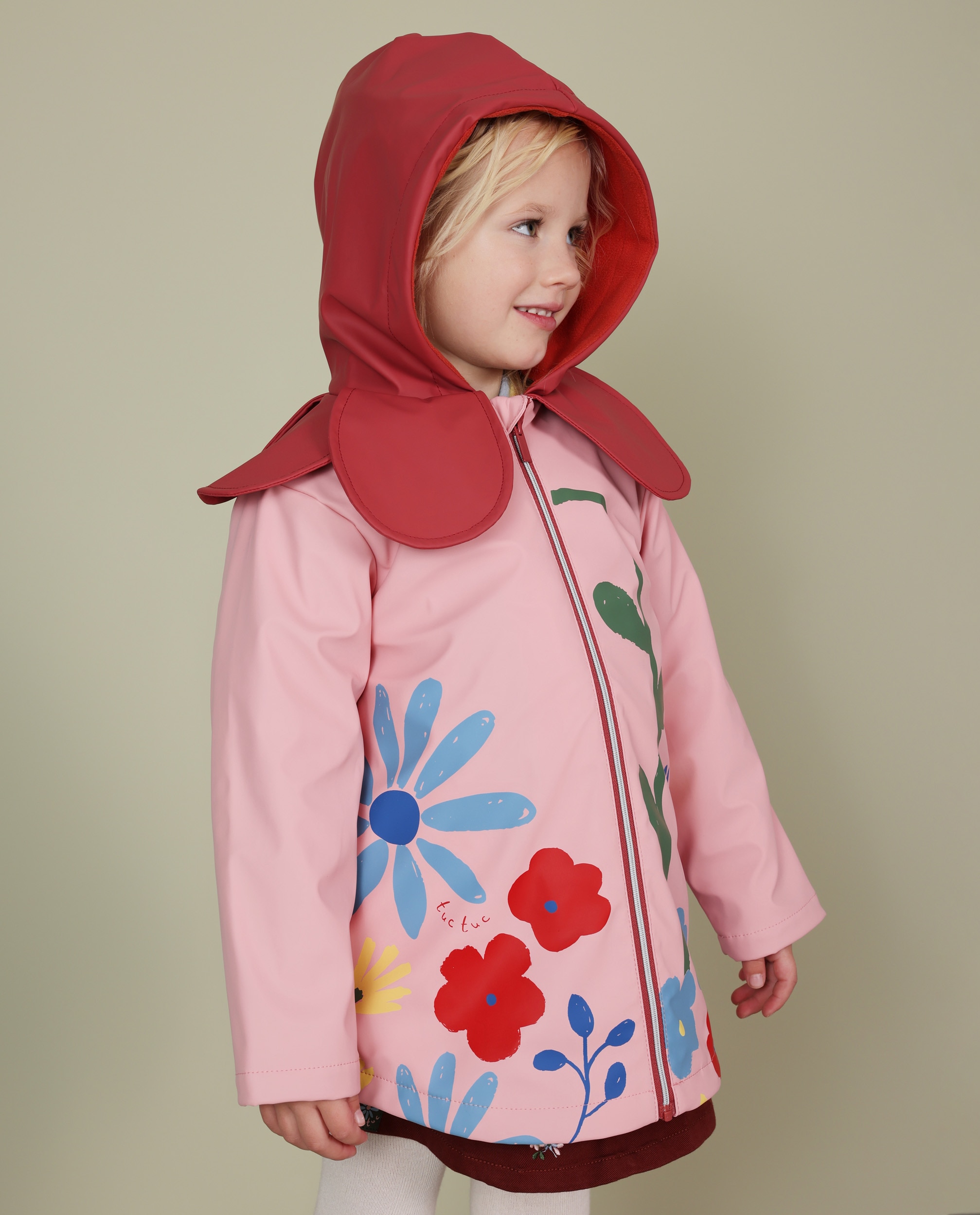 Imagen 2 de Chubasquero de niña con capucha y estampado floral - Tuc tuc - Rosa claro Rosa claro