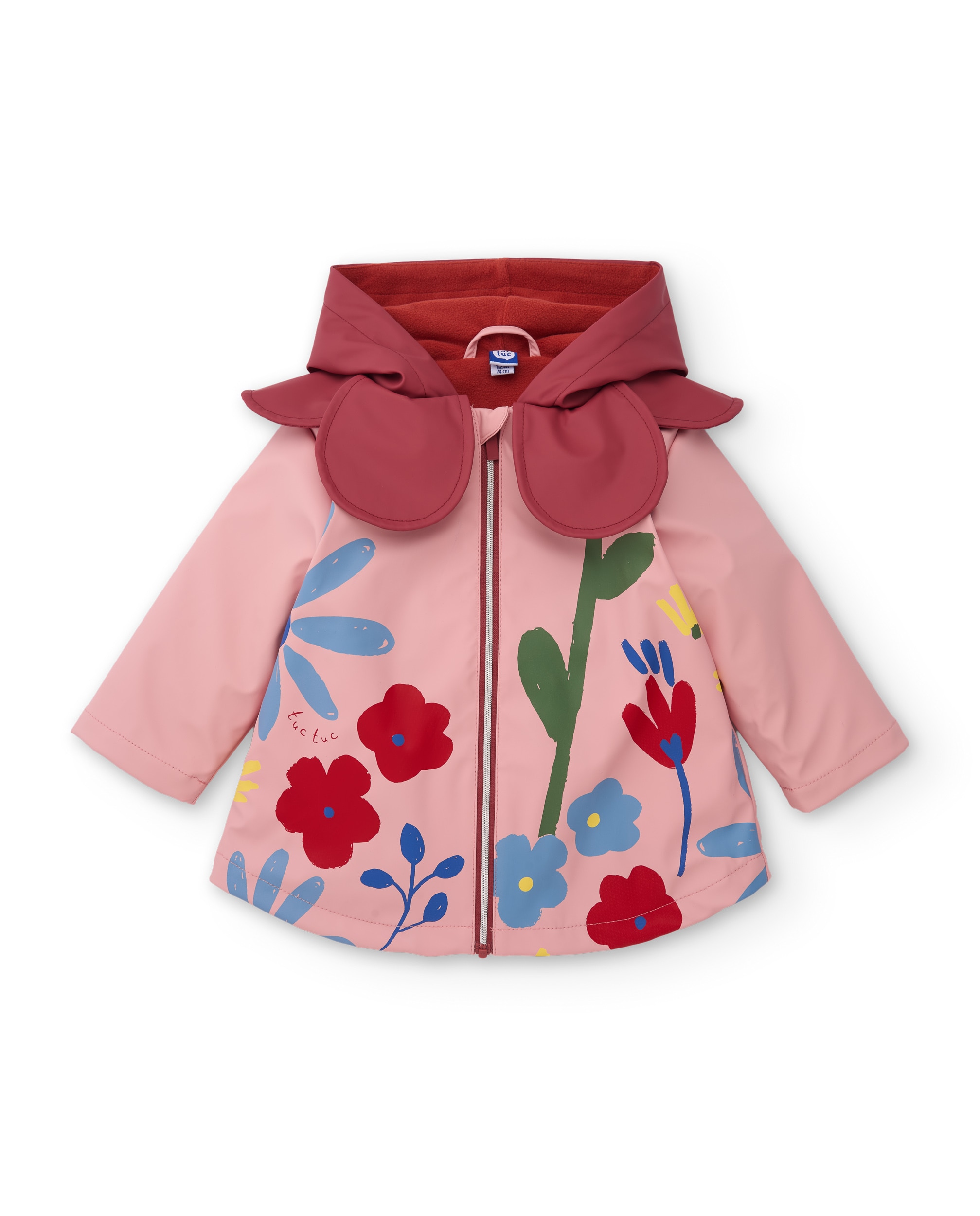 Imagen 3 de Chubasquero de niña con capucha y estampado floral - Tuc tuc - Rosa claro Rosa claro