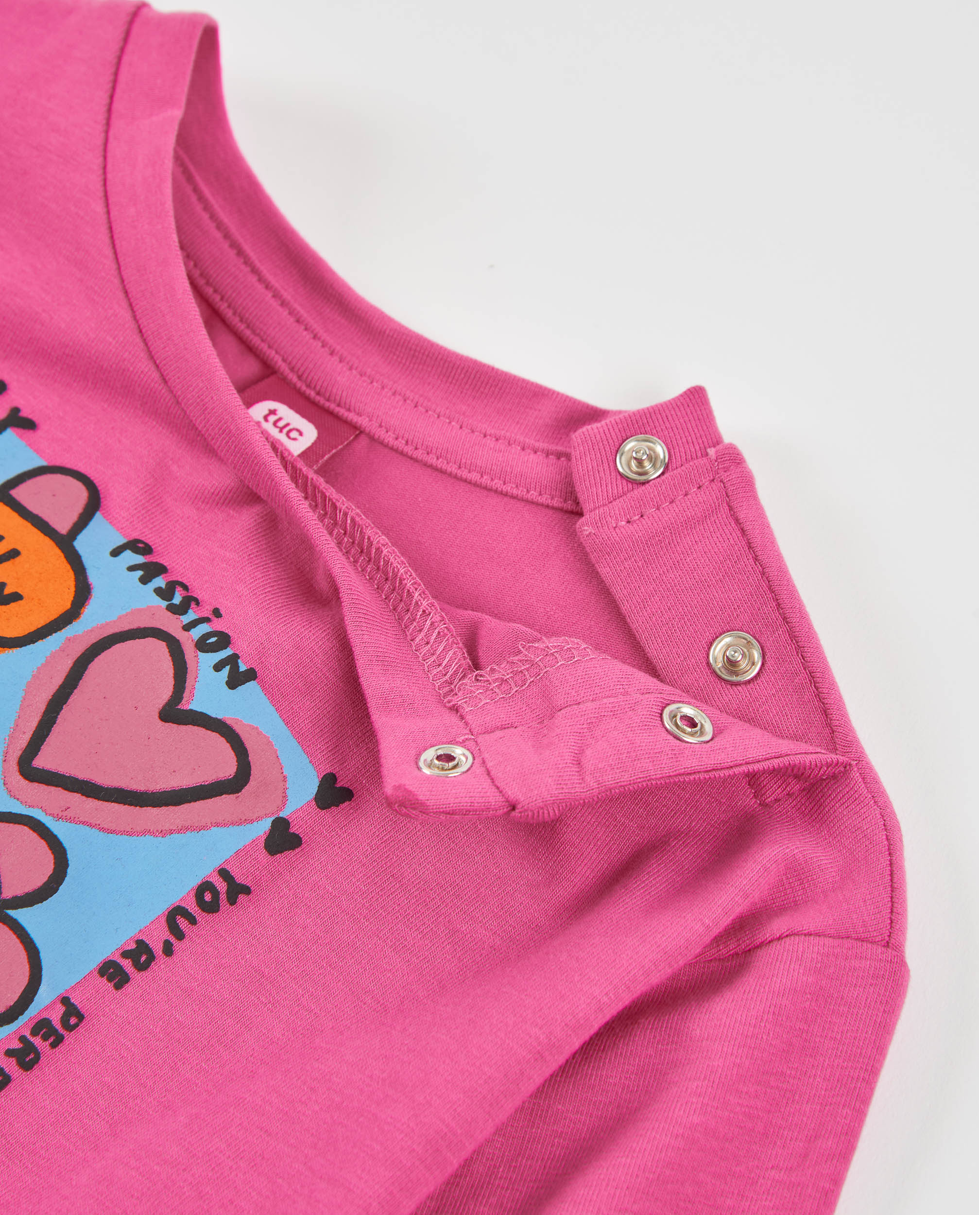 Camiseta de niña de punto con volantes y estampado ilustrado - Tuc tuc - Fucsia Fucsia-2
