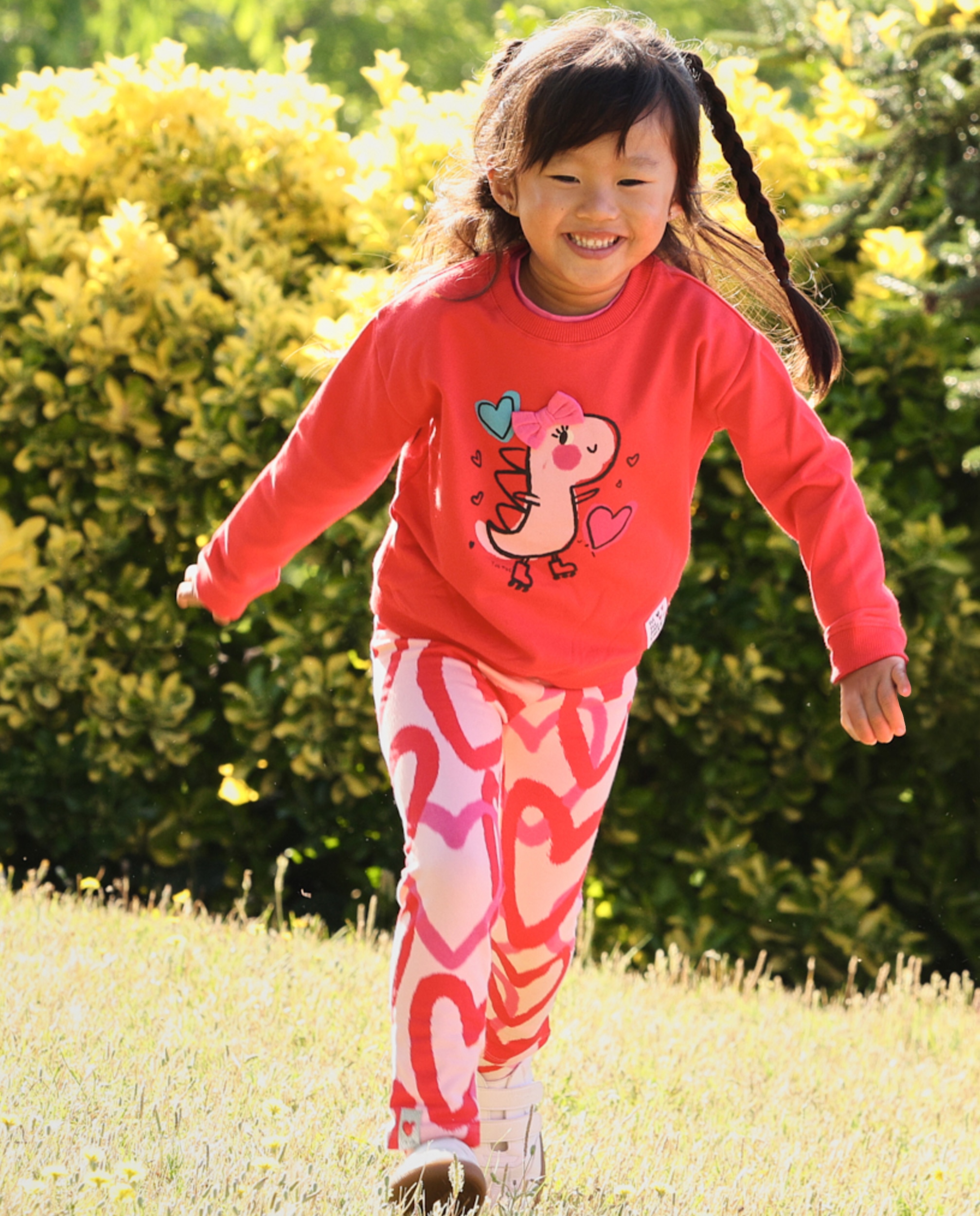 Imagen 0 de Conjunto de niña de felpa con sudadera de gráfico divertido y leggings a juego Rojo