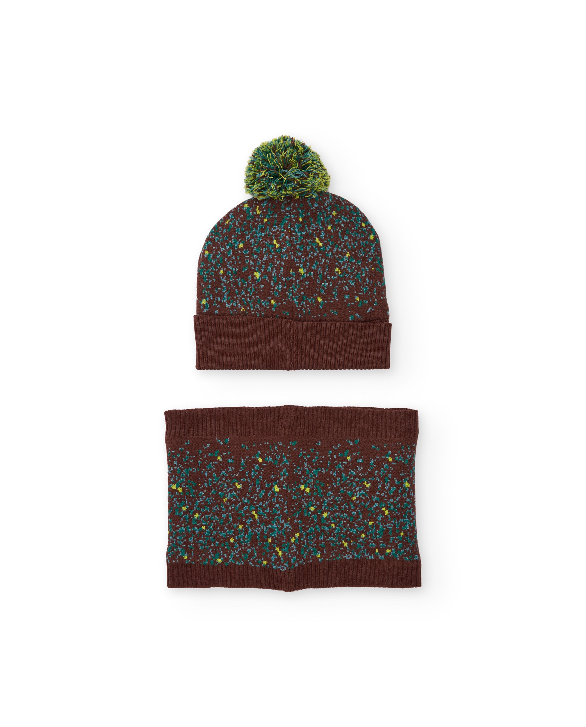 Set de niño de tricot con gorro y braga de cuello con motivo divertido - Tuc tuc - Marrón oscuro Marrón oscuro-3