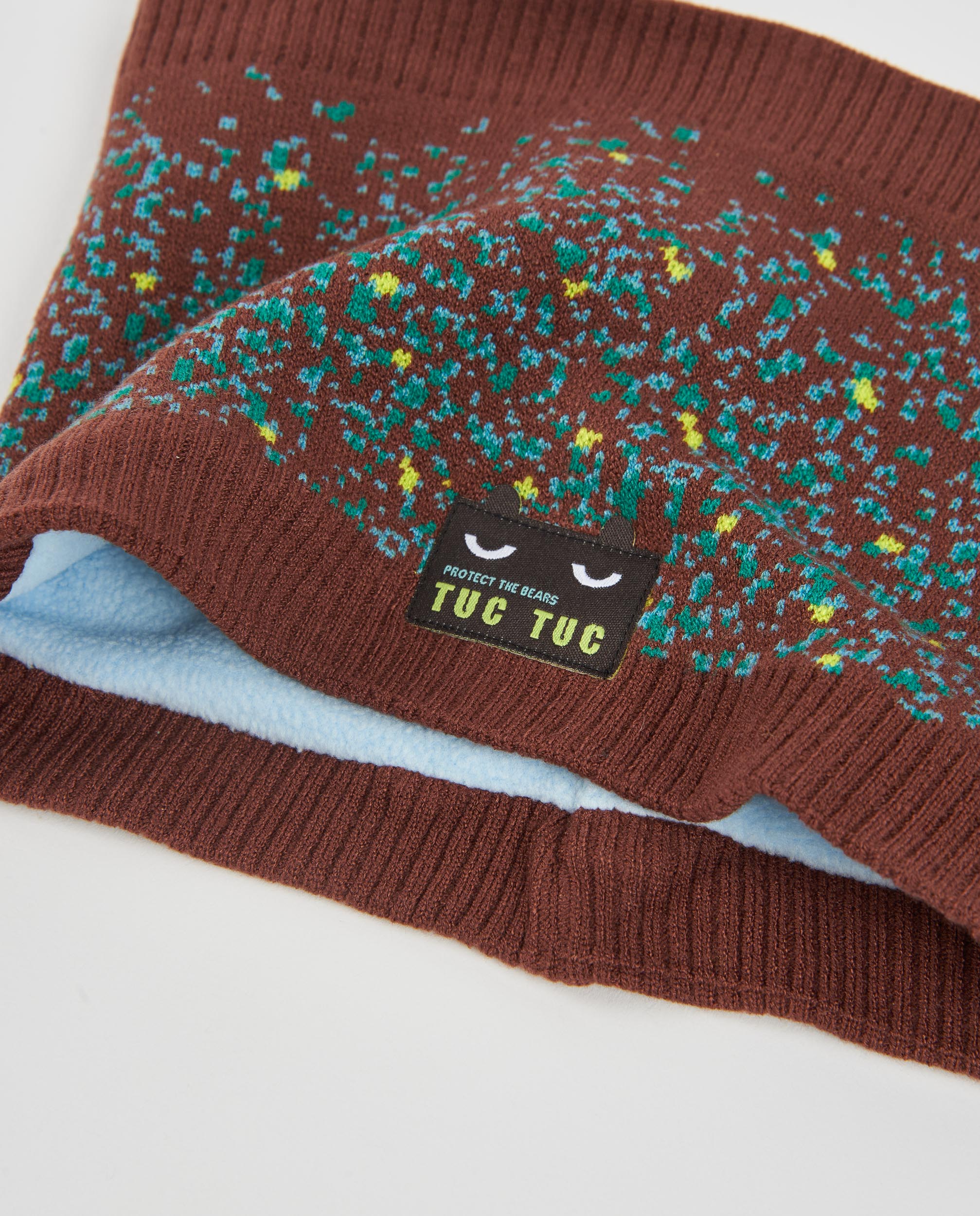Set de niño de tricot con gorro y braga de cuello con motivo divertido - Tuc tuc - Marrón oscuro Marrón oscuro-4