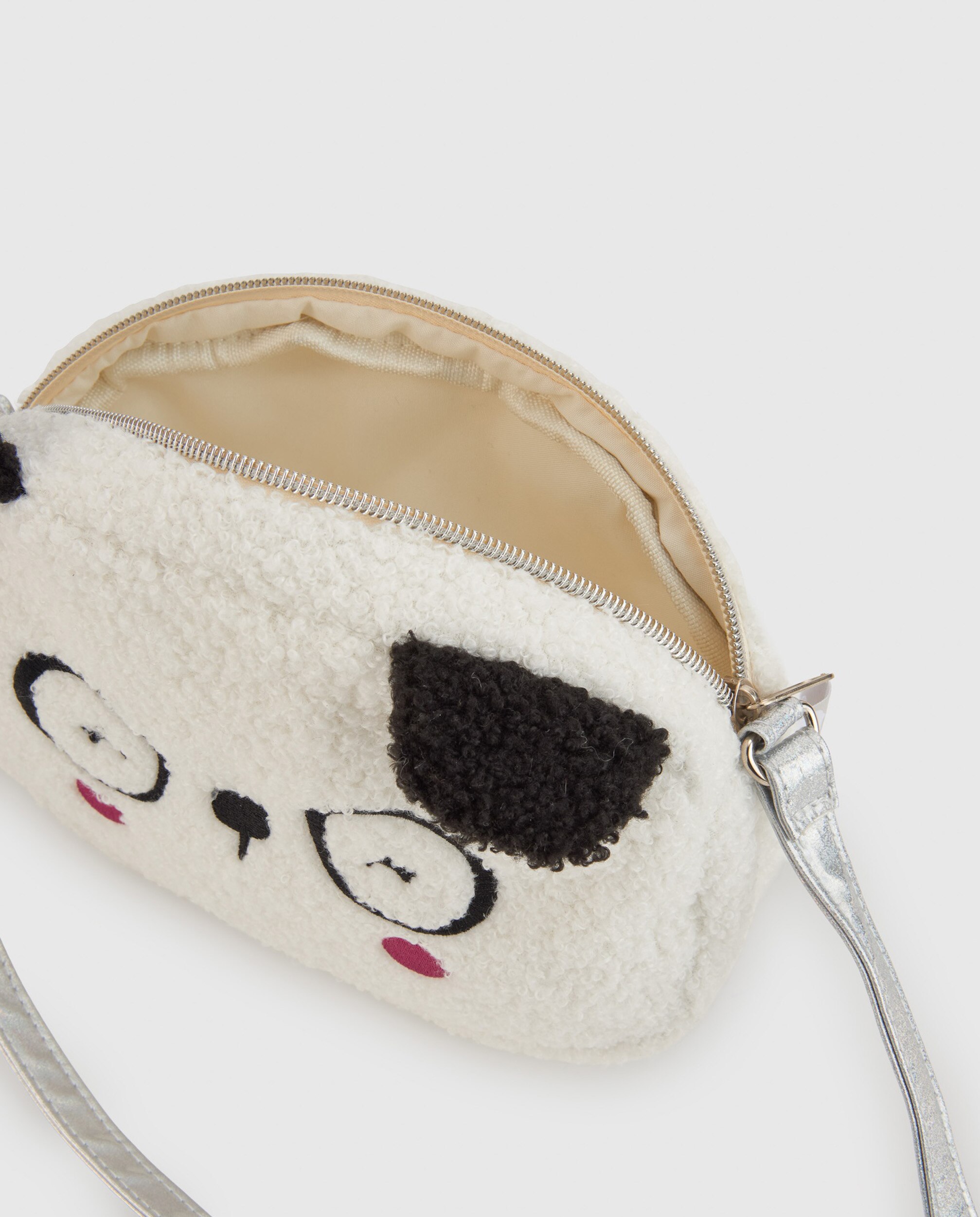 Bolso de niña de borreguito con diseño de panda y tacto suave - Tuc tuc - Blanco Blanco-2