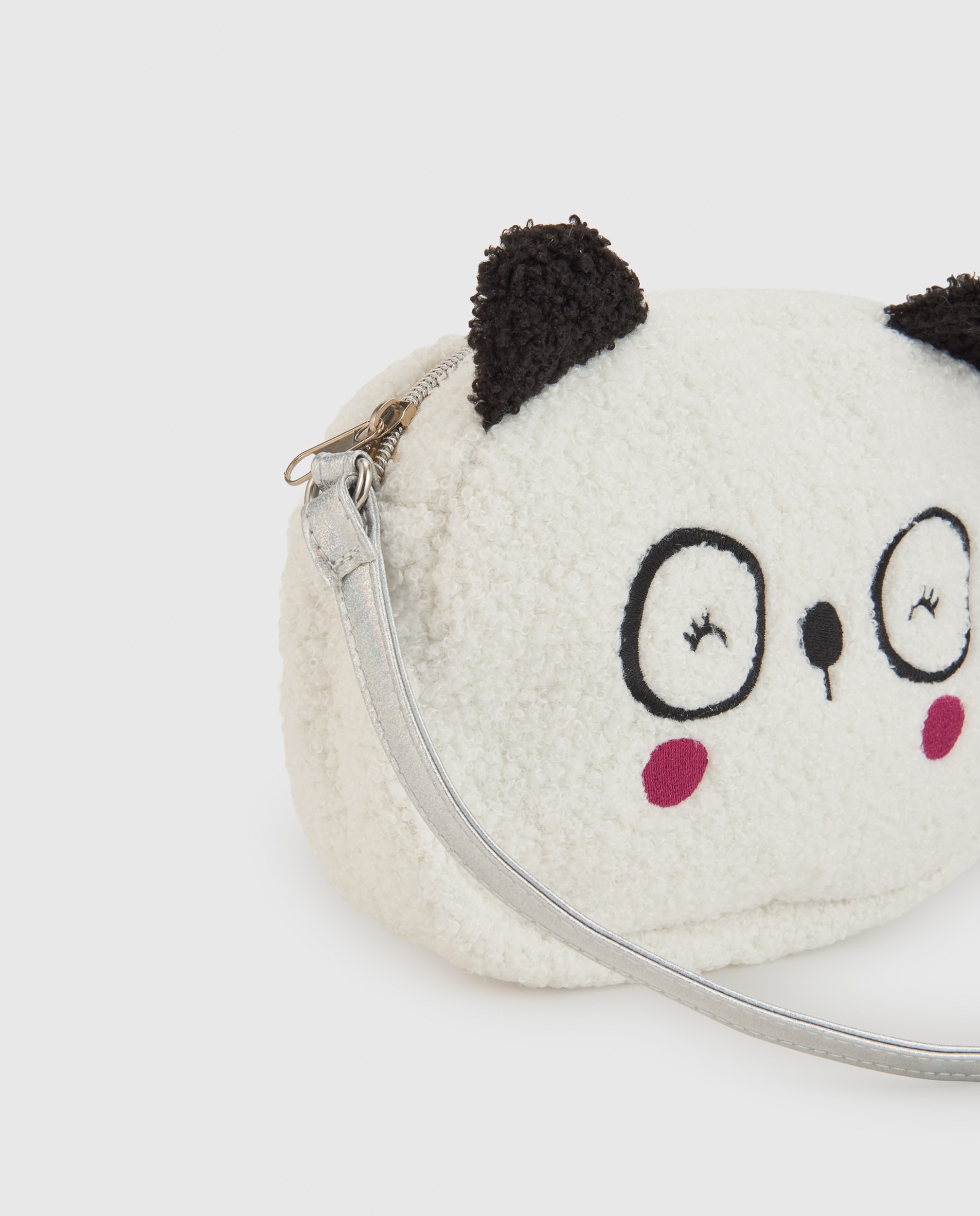 Bolso de niña de borreguito con diseño de panda y tacto suave - Tuc tuc - Blanco Blanco-4