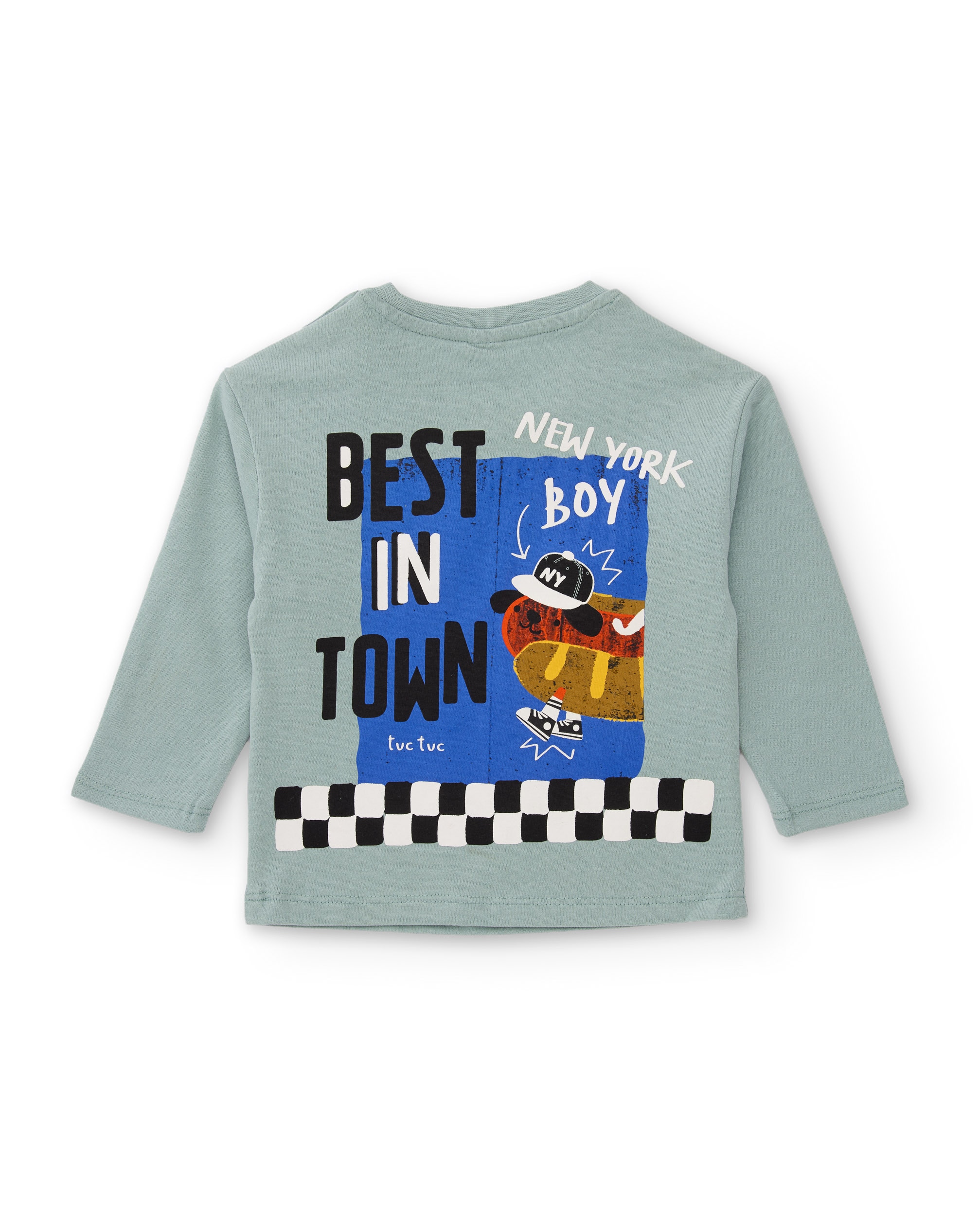 Camiseta de niño de punto con manga larga y estampado colorido - Tuc tuc - Azul celeste Azul celeste-3